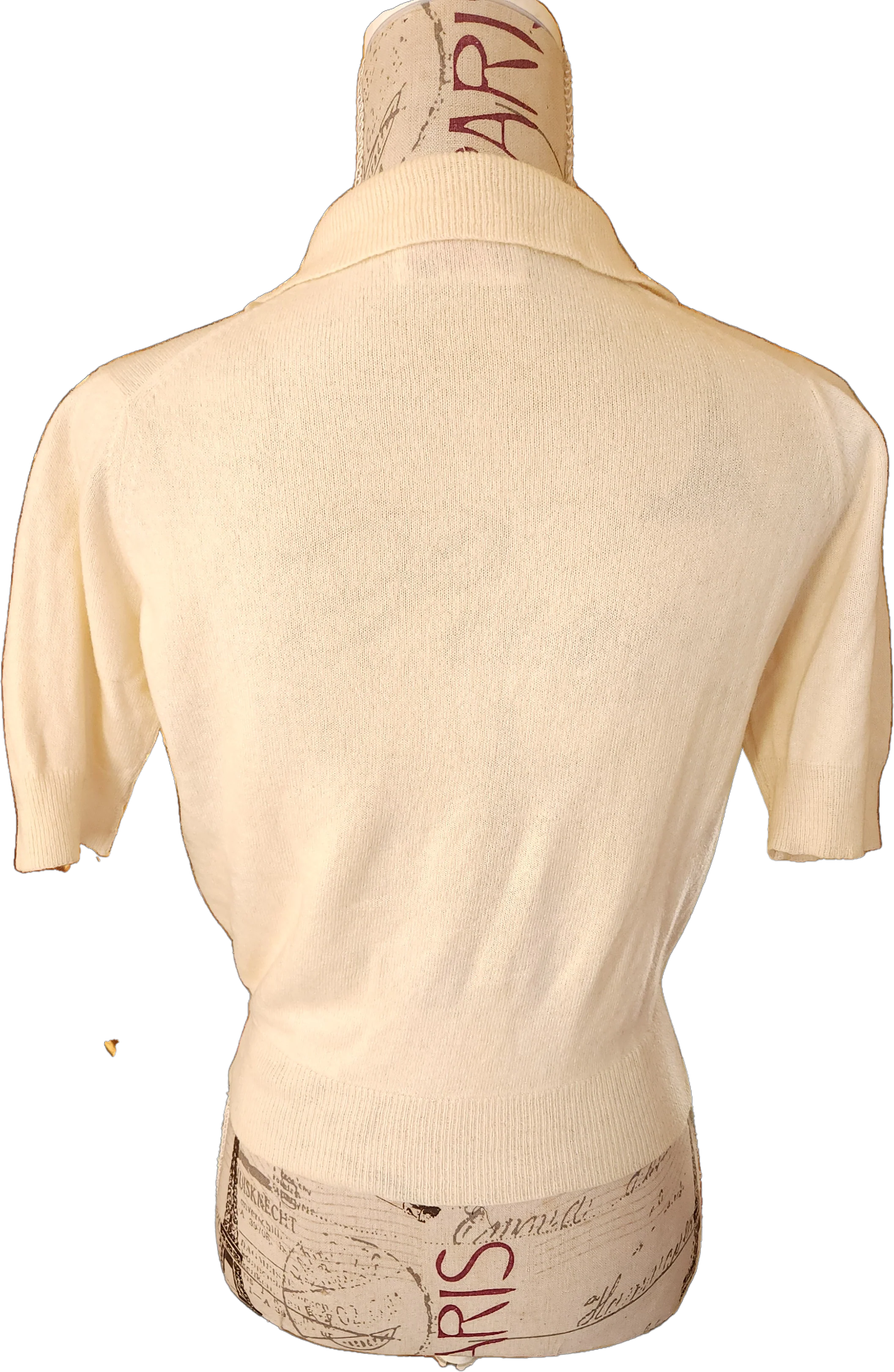 50s Soft White Collared Short Sleeve Cashmere Sweater By Peck & Peck Fifth Avenue - Image 2