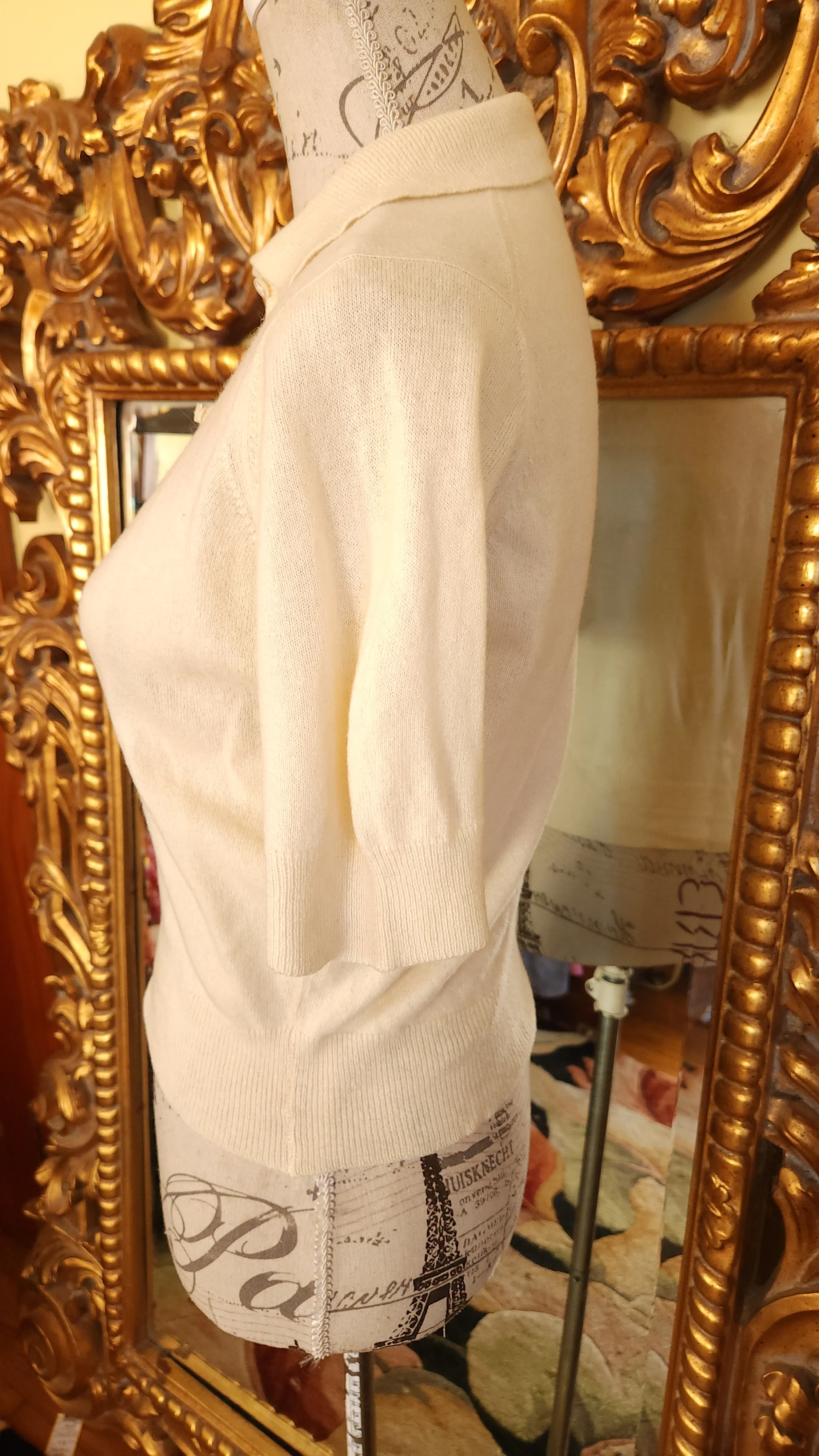 50s Soft White Collared Short Sleeve Cashmere Sweater By Peck & Peck Fifth Avenue - Image 4
