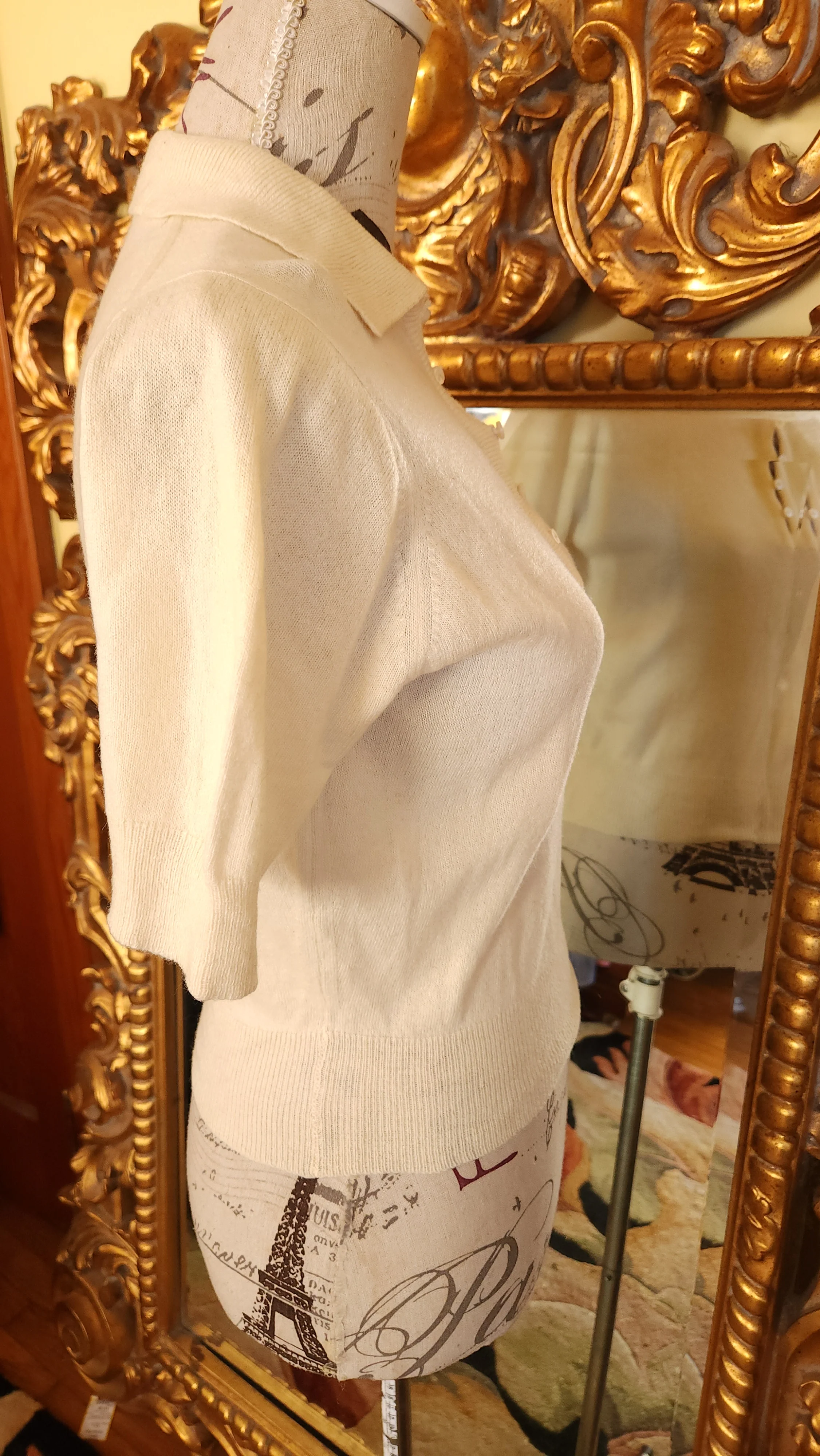50s Soft White Collared Short Sleeve Cashmere Sweater By Peck & Peck Fifth Avenue - Image 5