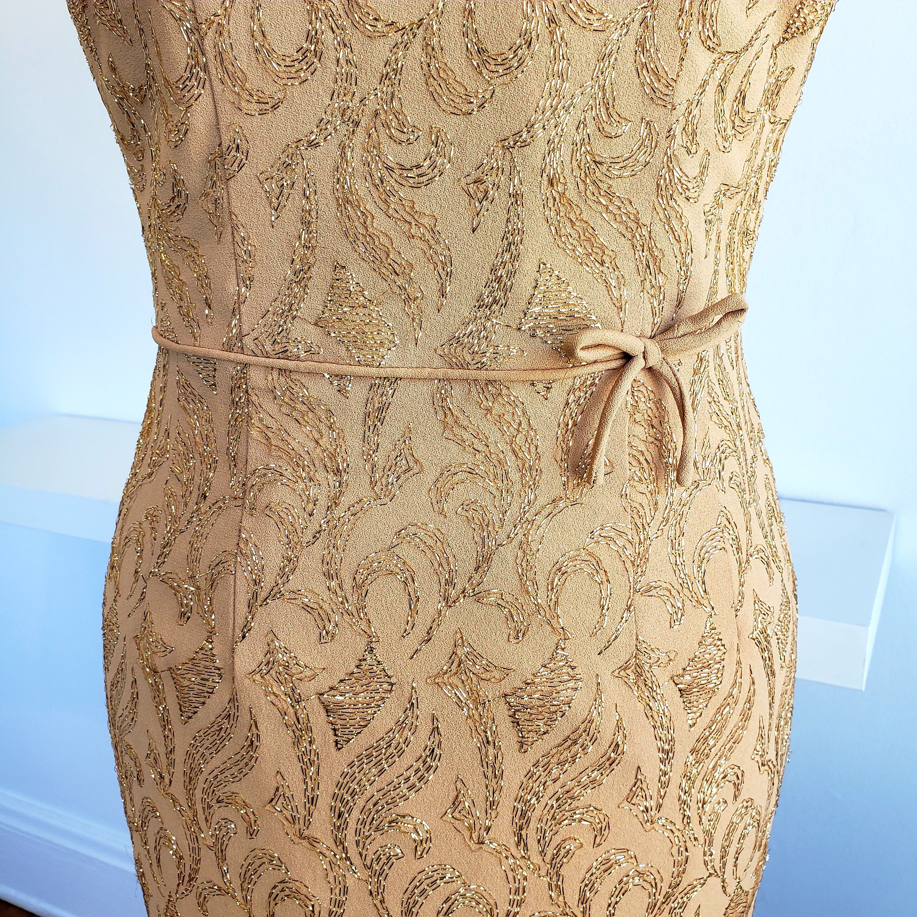 50s Sparkly Gold Wiggle Dress By Renmor - Image 4