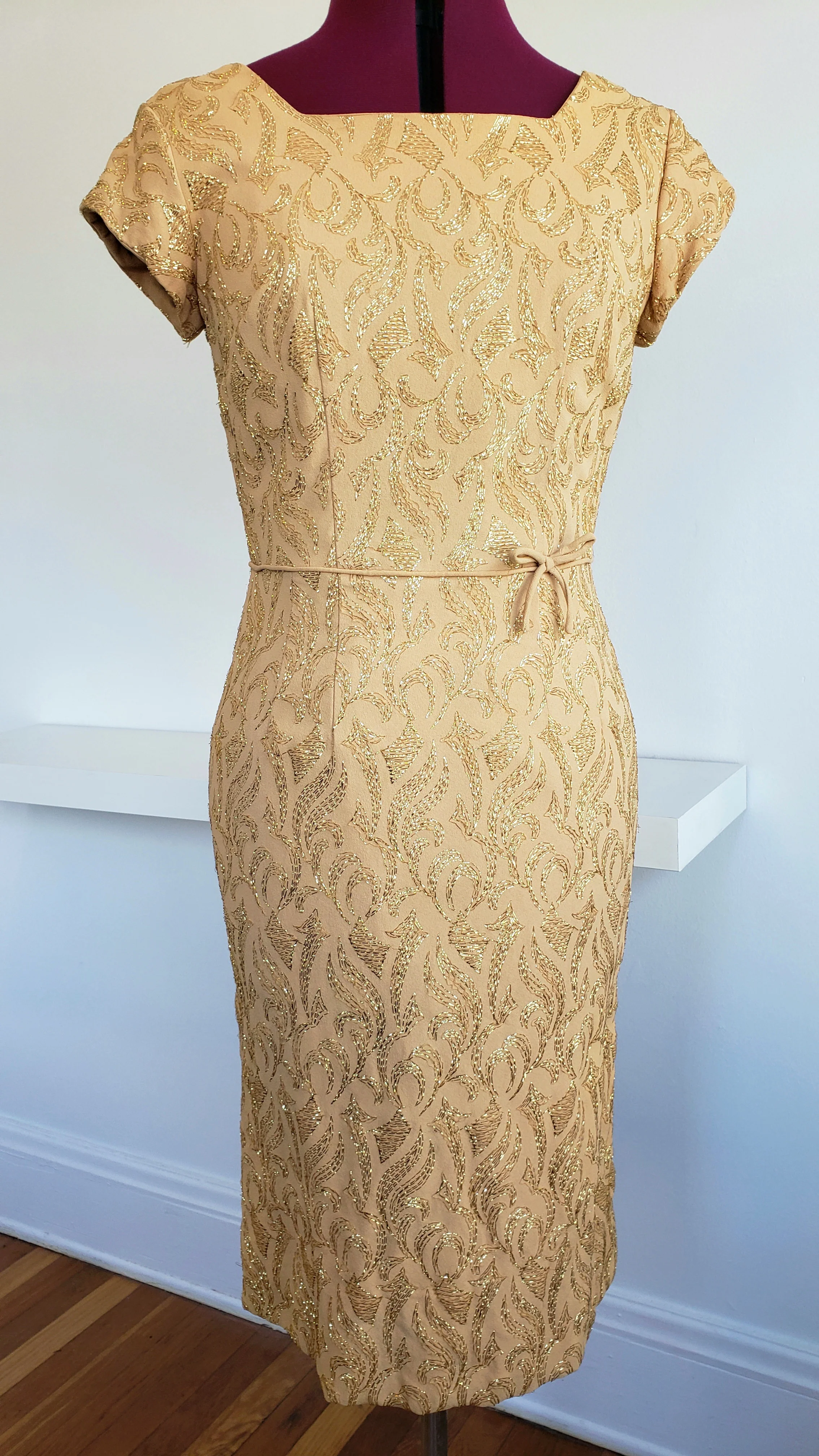 50s Sparkly Gold Wiggle Dress By Renmor - Image 7
