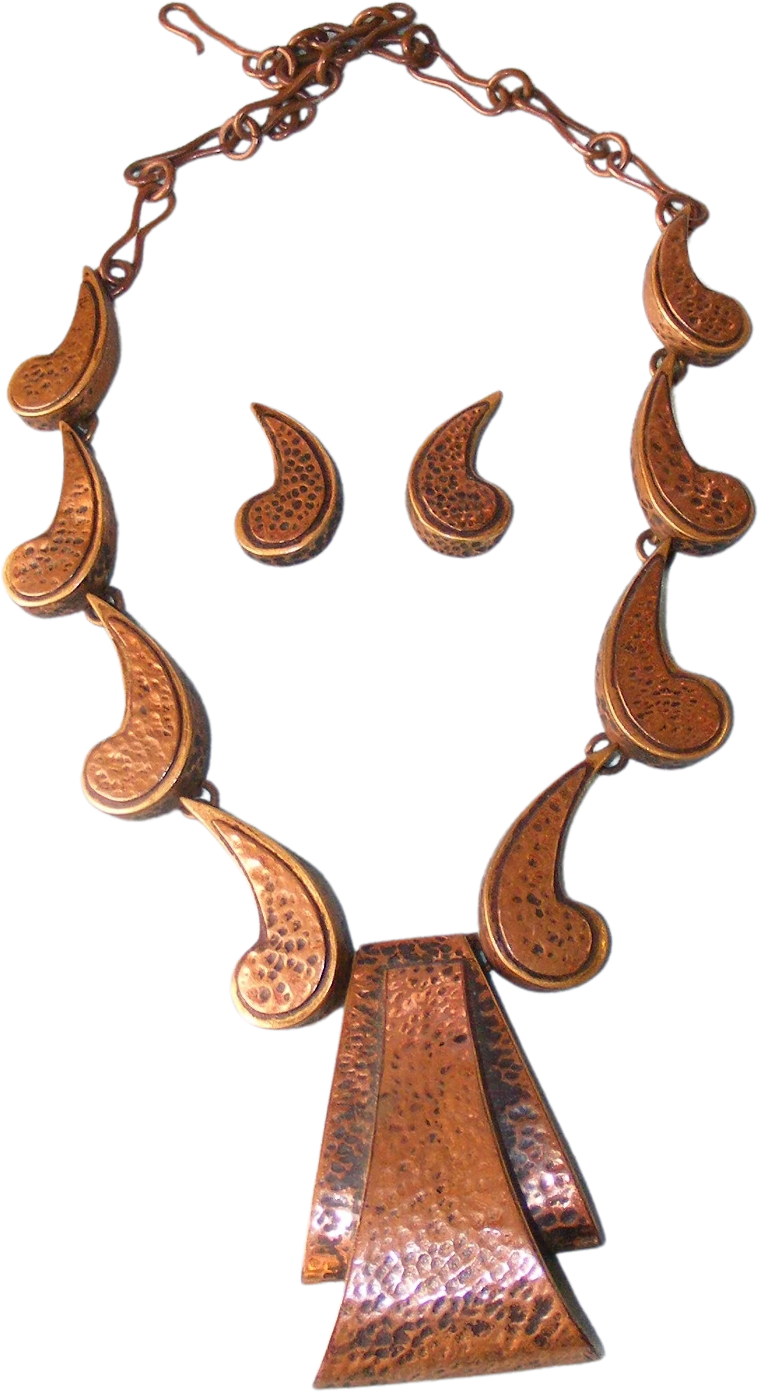 50s Statement Necklace Hammered Copper Brass Chunky By Maya Mexico