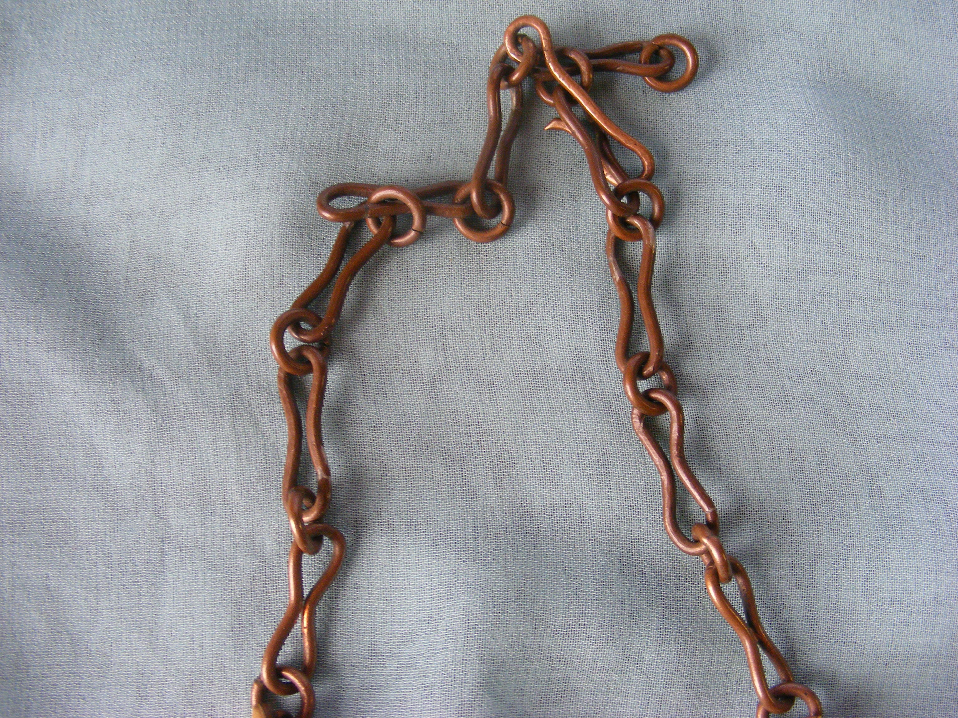 50s Statement Necklace Hammered Copper Brass Chunky By Maya Mexico - Image 5