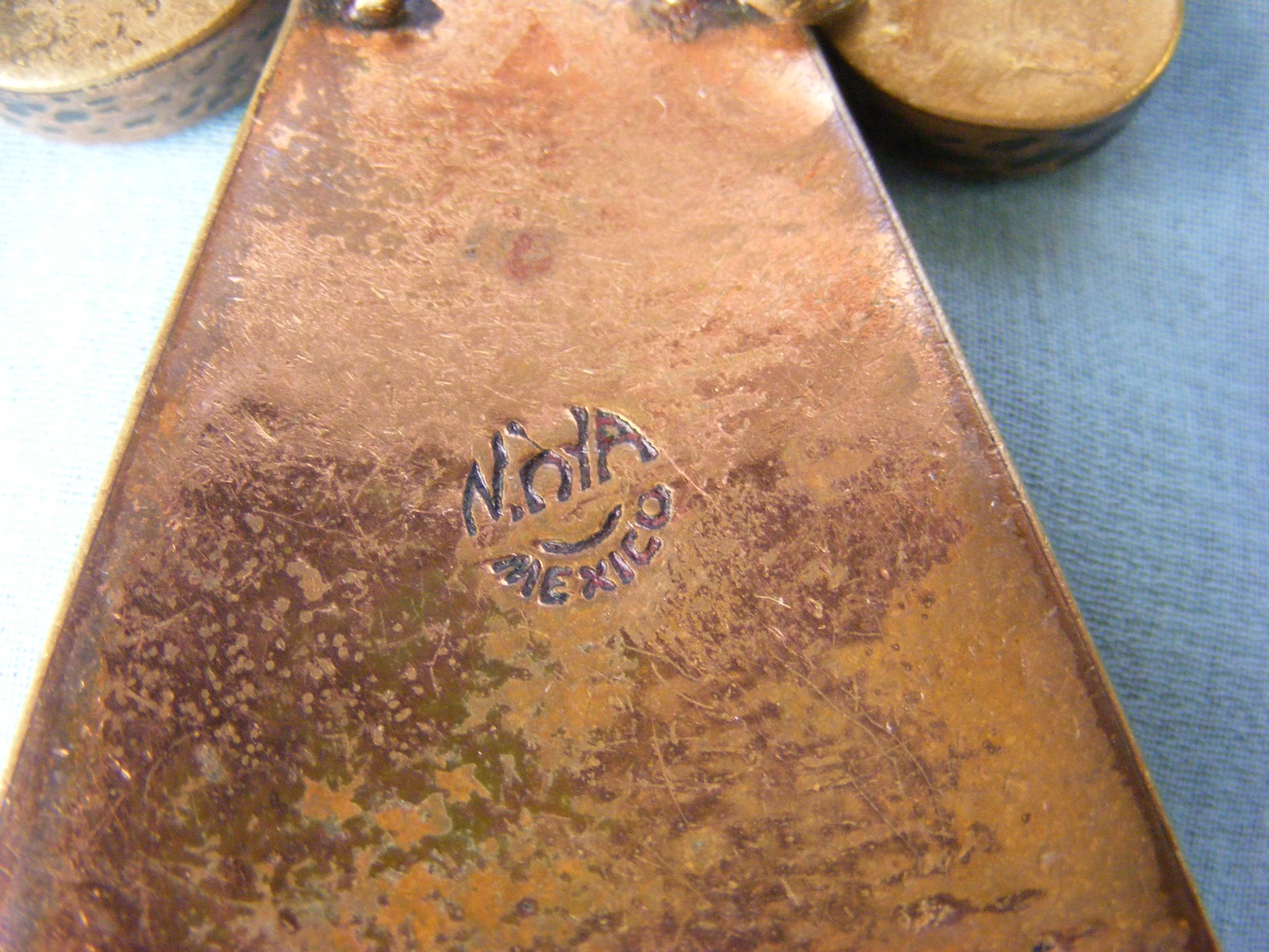 50s Statement Necklace Hammered Copper Brass Chunky By Maya Mexico - Image 8