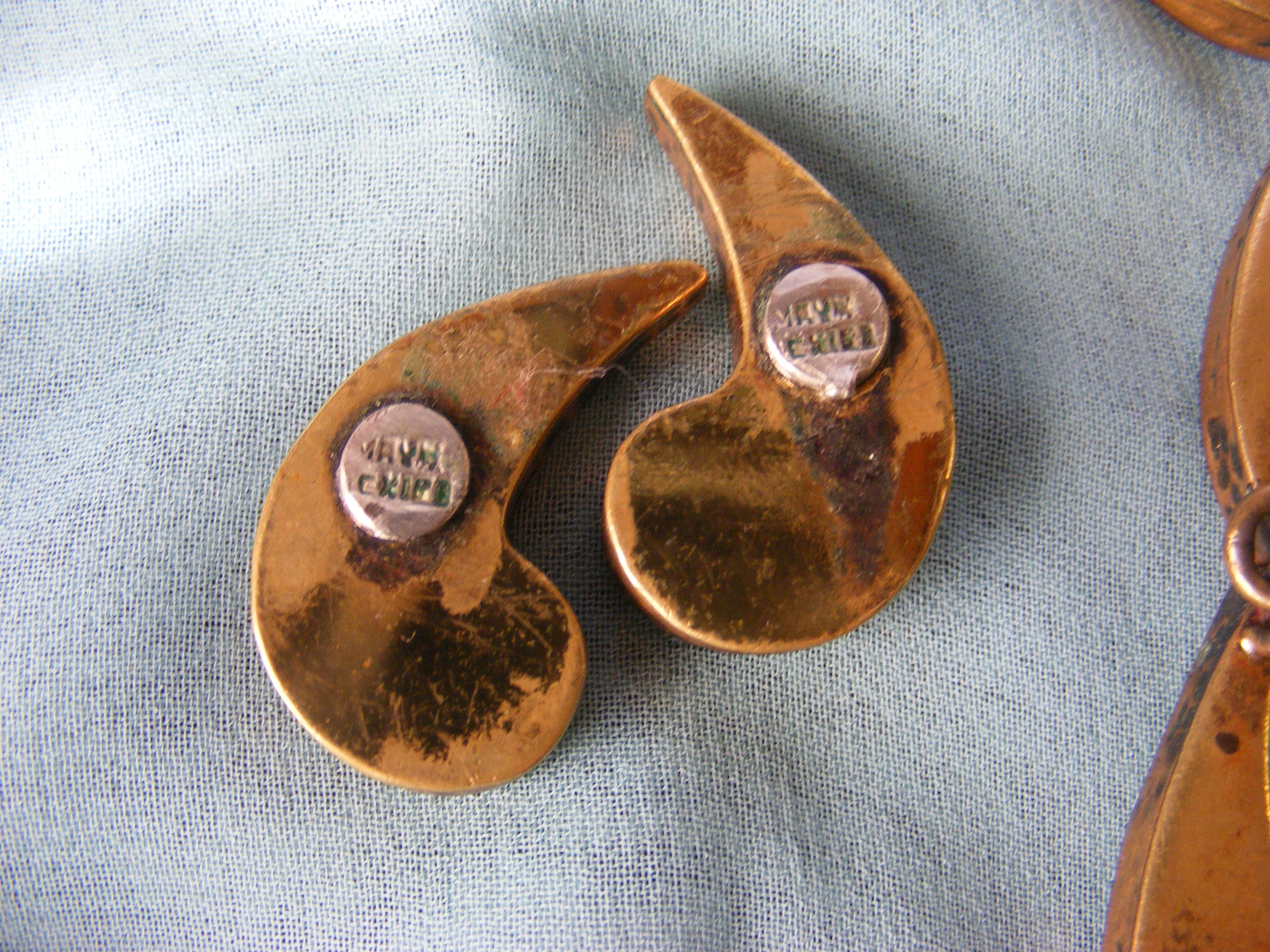 50s Statement Necklace Hammered Copper Brass Chunky By Maya Mexico - Image 9