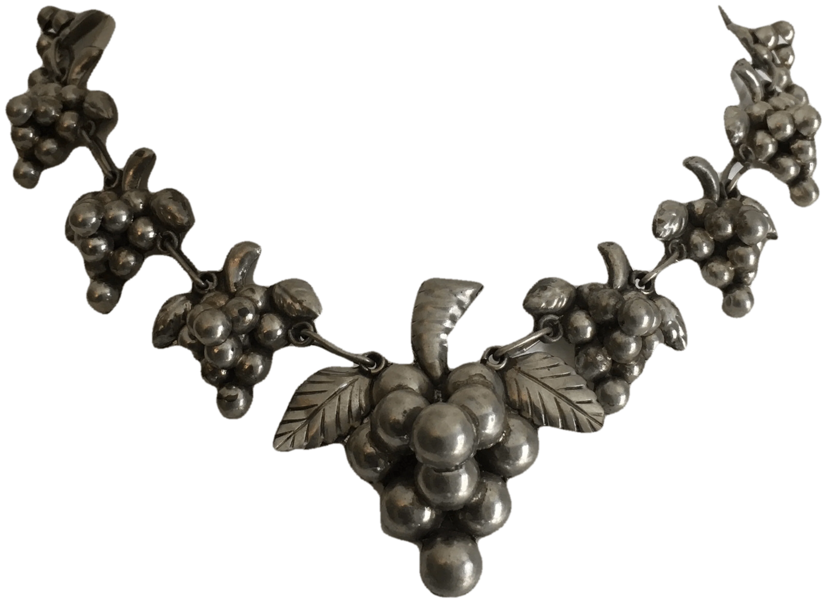 50's Sterling Silver Grape Necklace