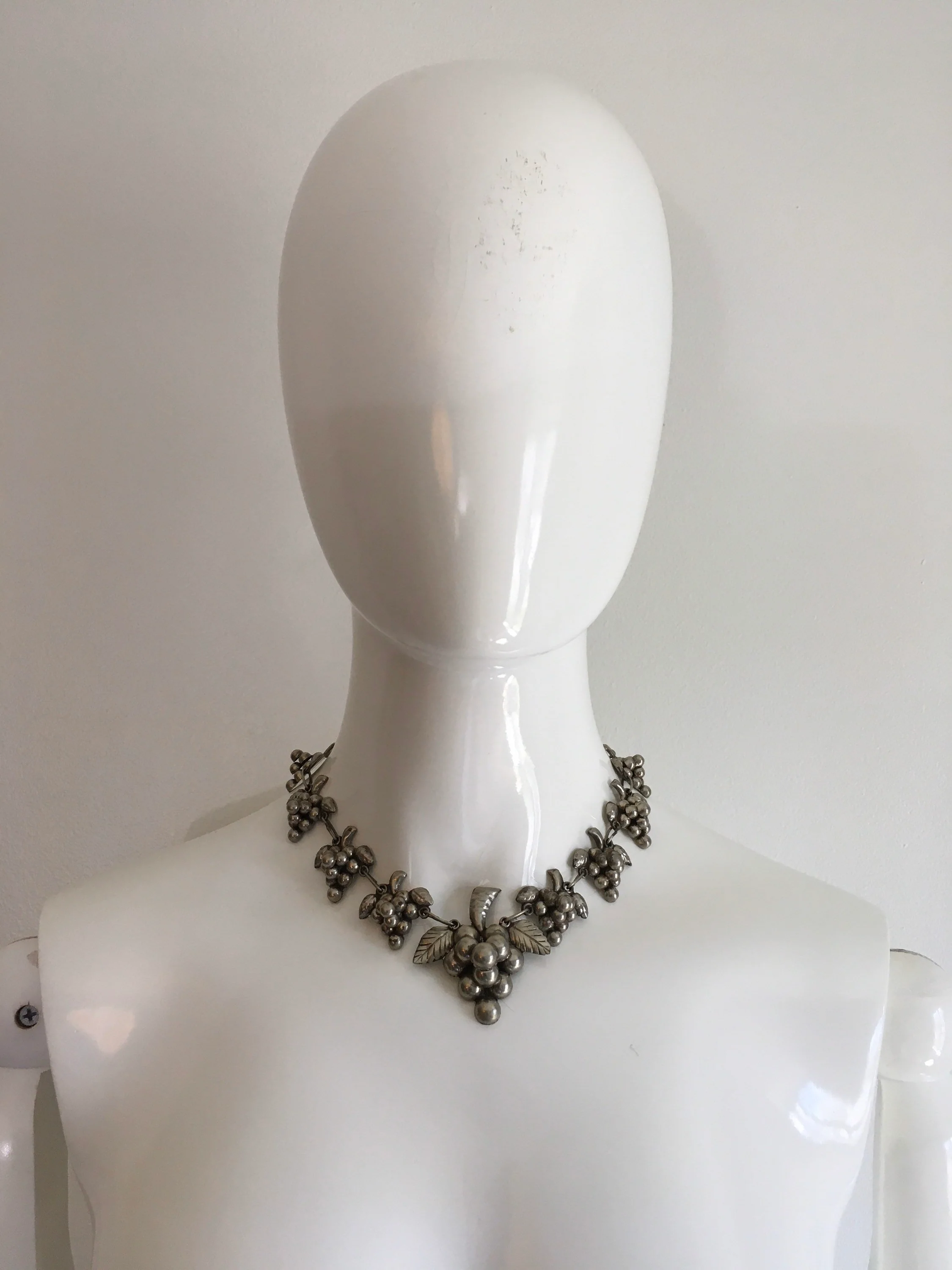50's Sterling Silver Grape Necklace - Image 2
