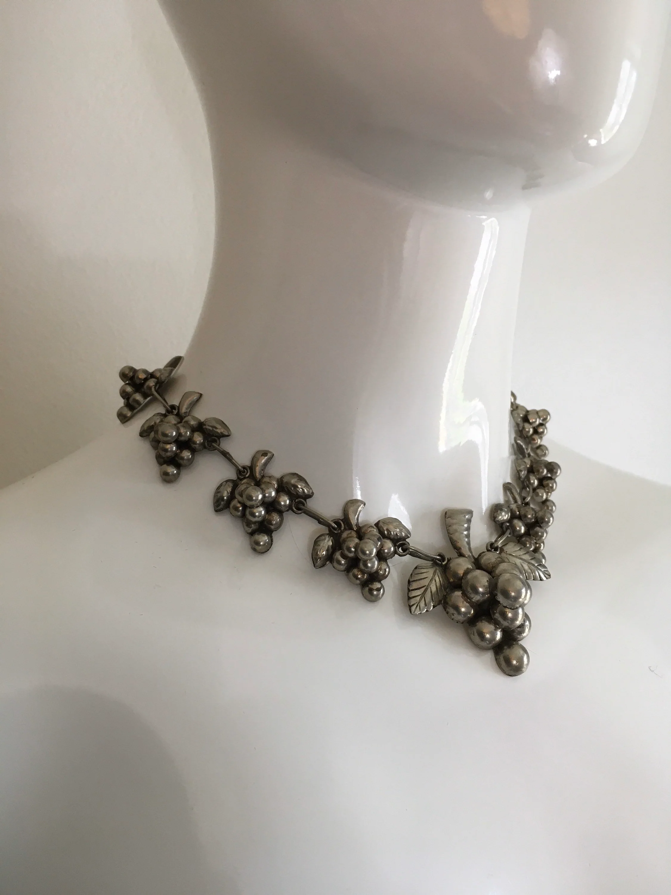 50's Sterling Silver Grape Necklace - Image 4