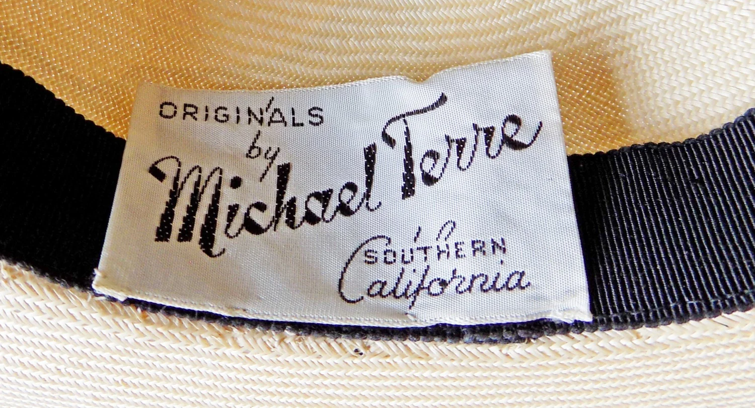 50s Straw and Black Velvet Wide Brimmed Hat California Saucer Hat Picture Hat by Michael Terre - Image 5