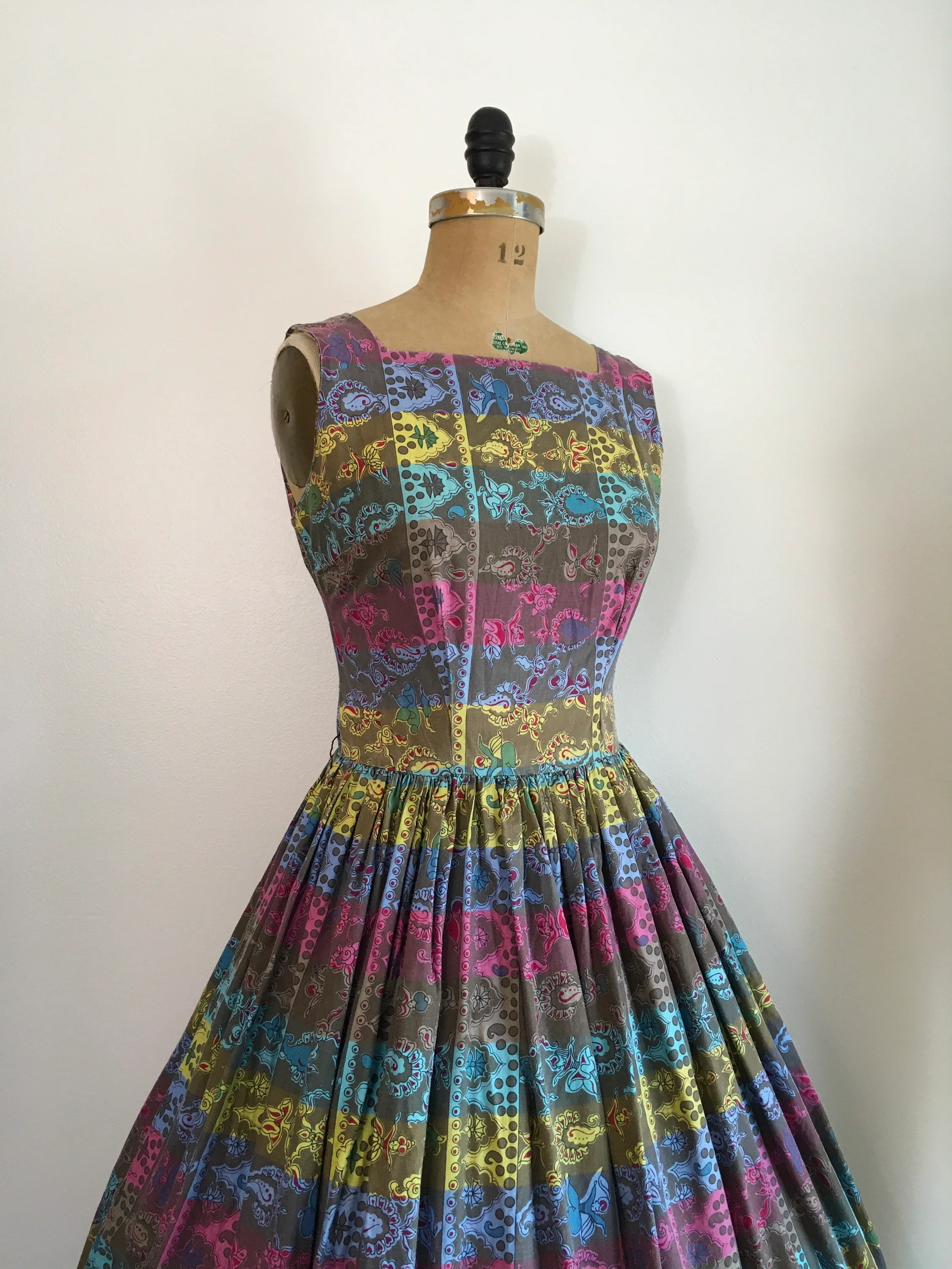 50's Striped Dancers Novelty Print Dress - Image 4