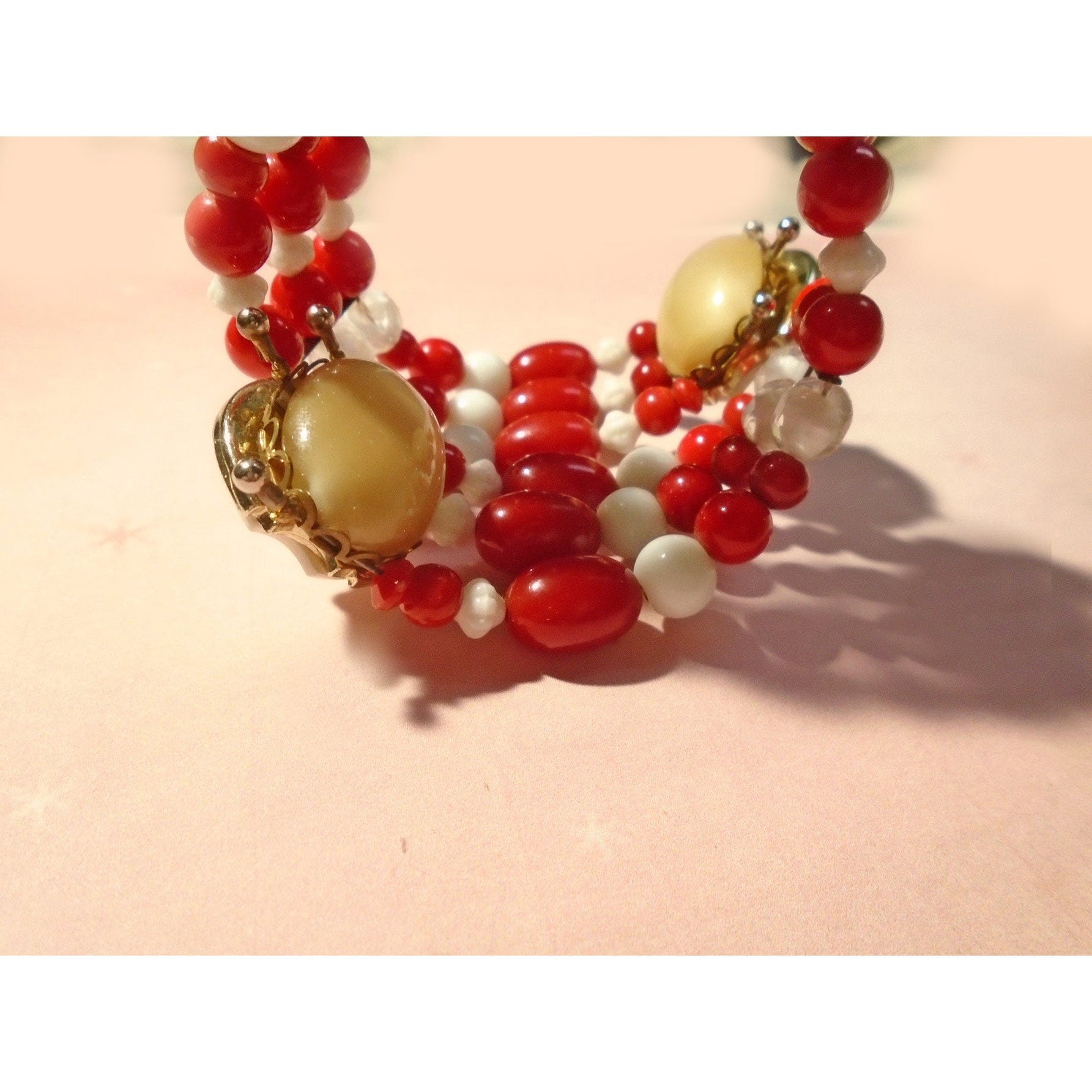 50s Style Retro Red White Candy Cane Wrap Bracelet - Image 6