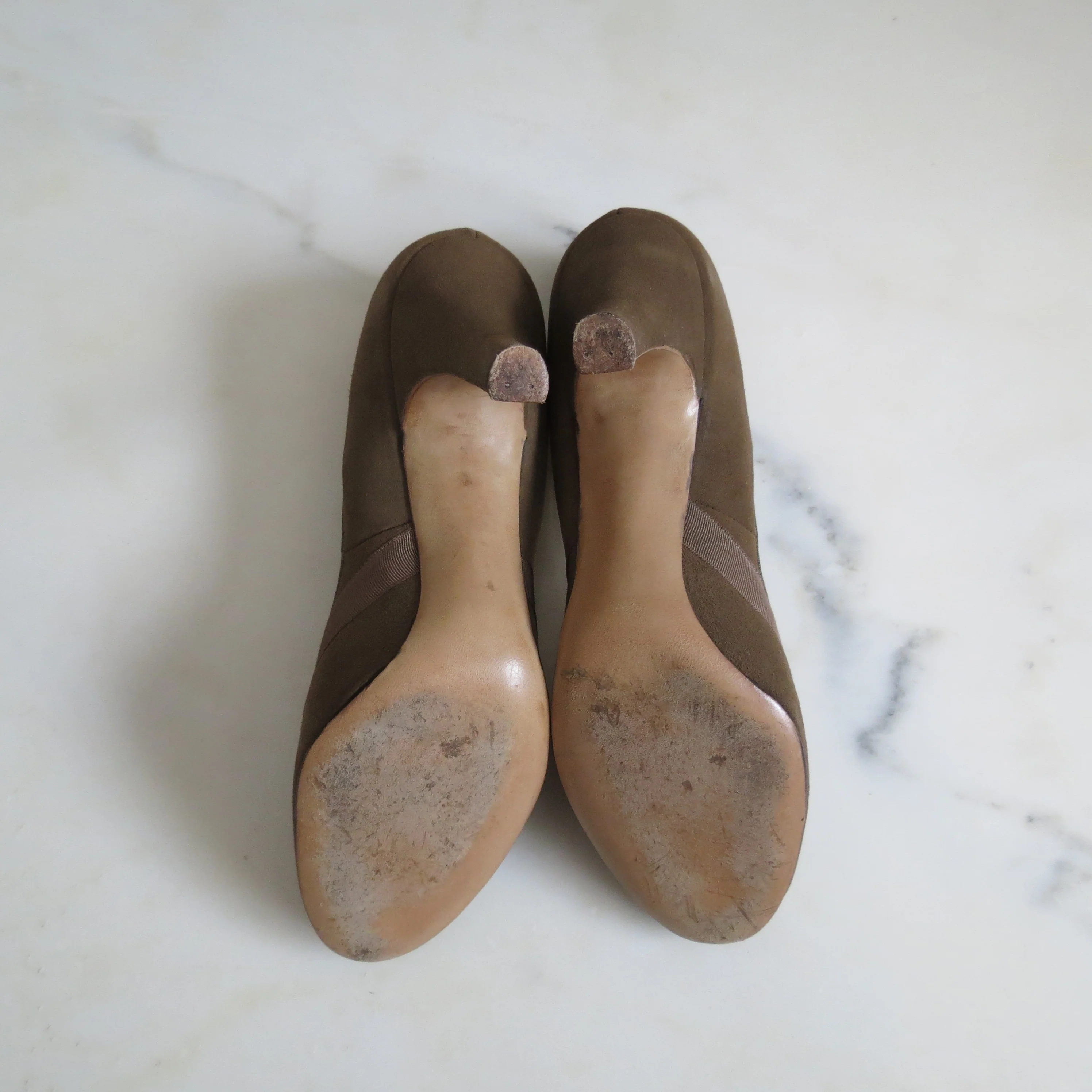 50s Suede Heels Leather, Round Toe, Pumps Mid Century - Image 8