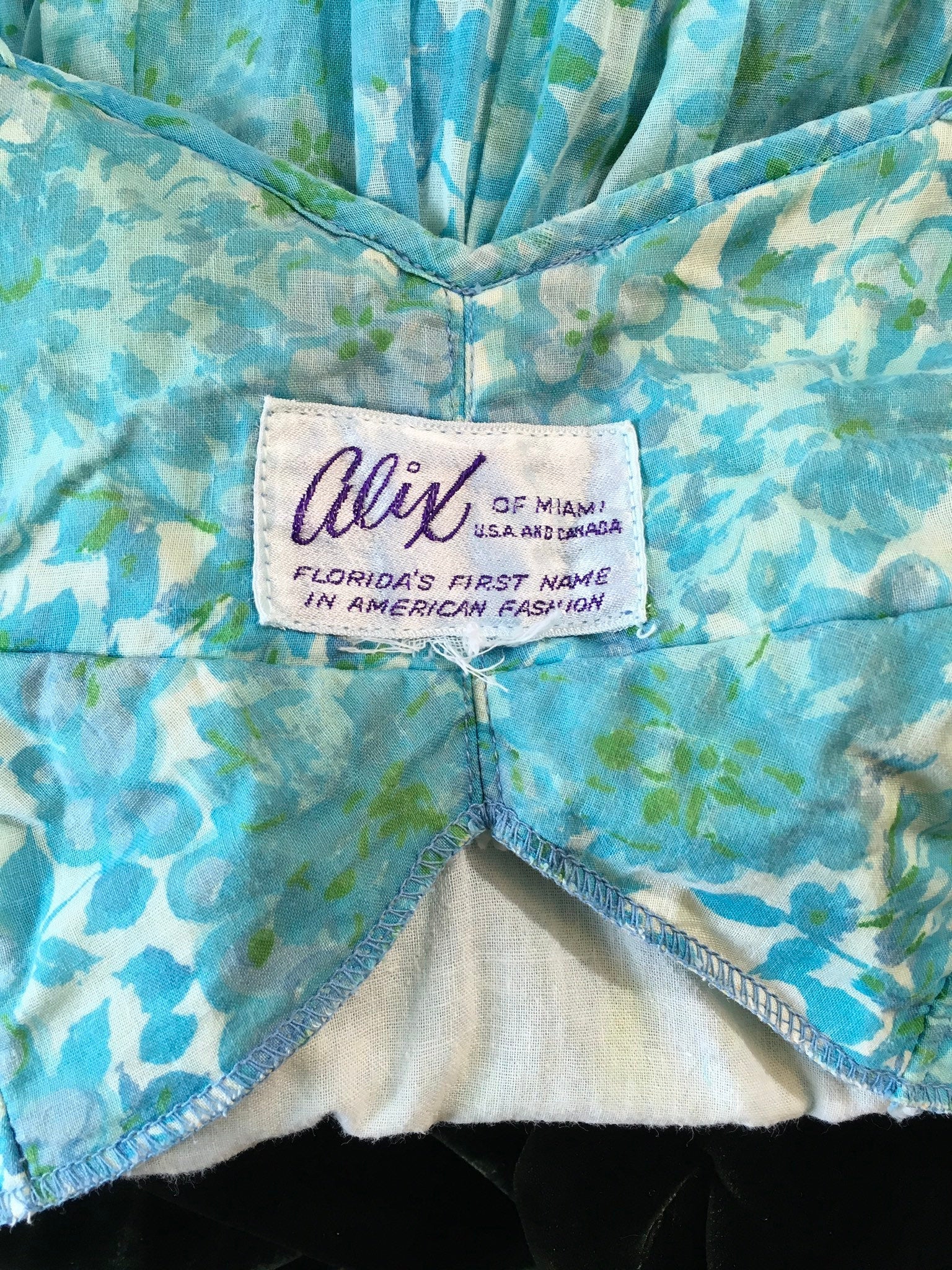 50's Sweetheart Neckline Blue Floral Sundress by Alix of Miami - Image 7