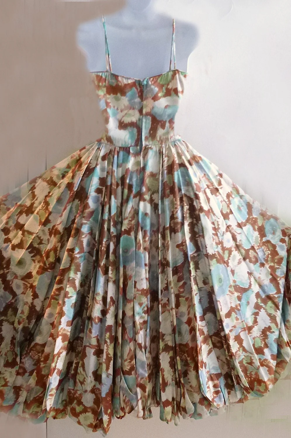 50s Taffeta Party Dress with Parachute Skirt by Julie Miller - Image 2