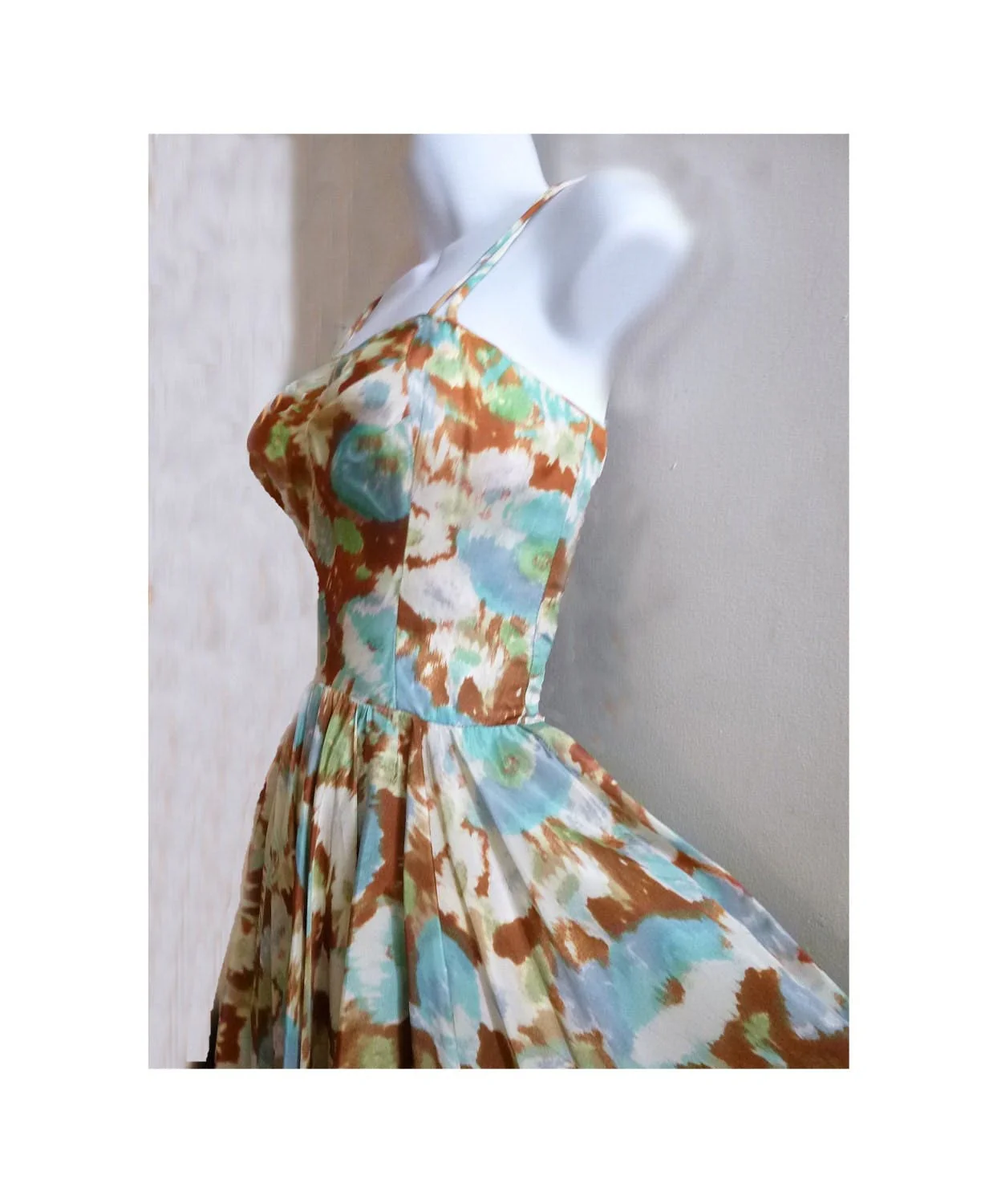 50s Taffeta Party Dress with Parachute Skirt by Julie Miller - Image 3