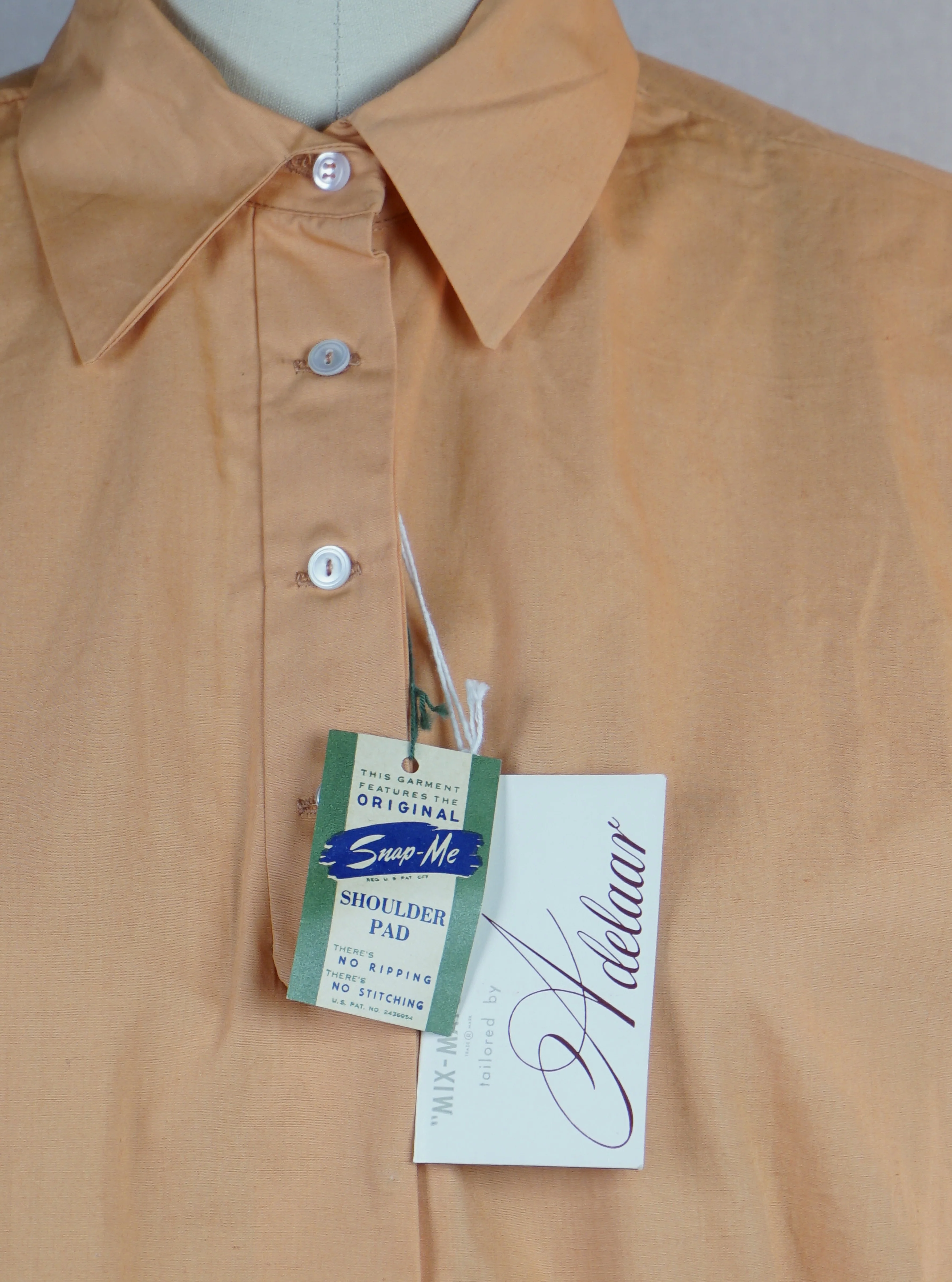 50s Tangerine Cotton Button Front Shirt Nwt By Adelaar - Image 7