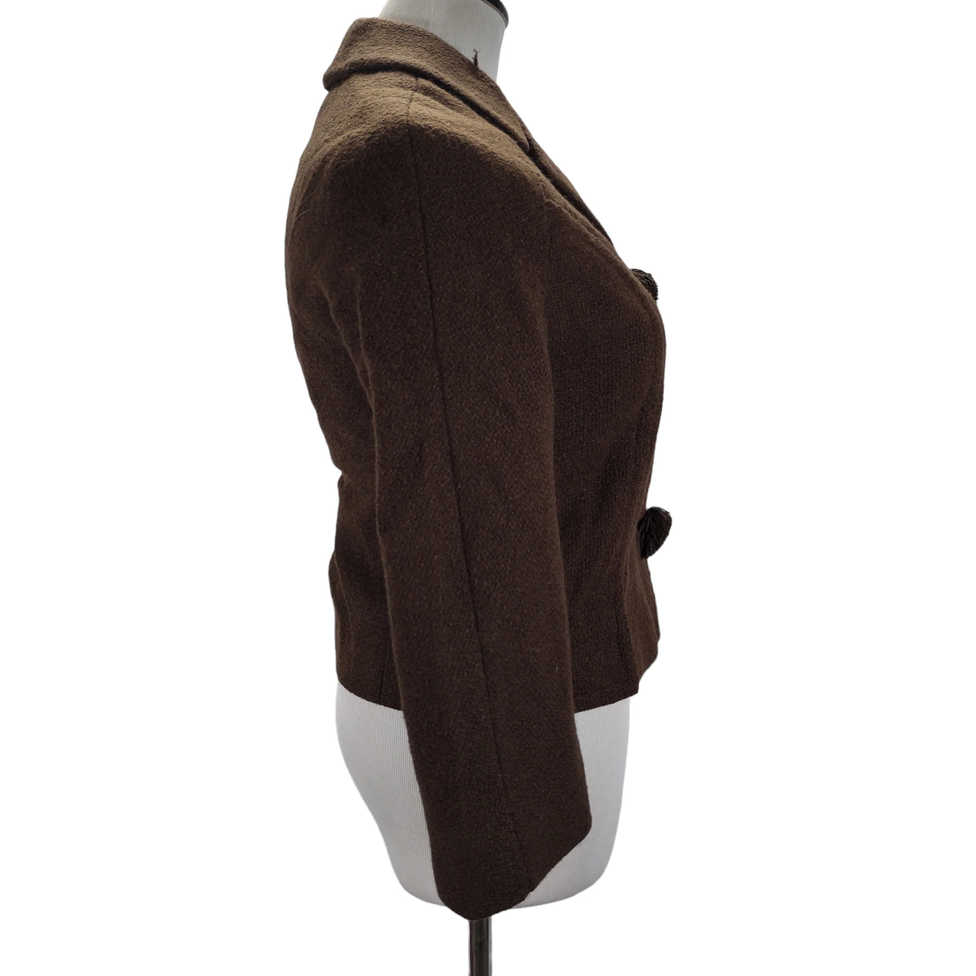 50s Tasselled Button Wool Tweed Notch Lapel Blazer - Image 5