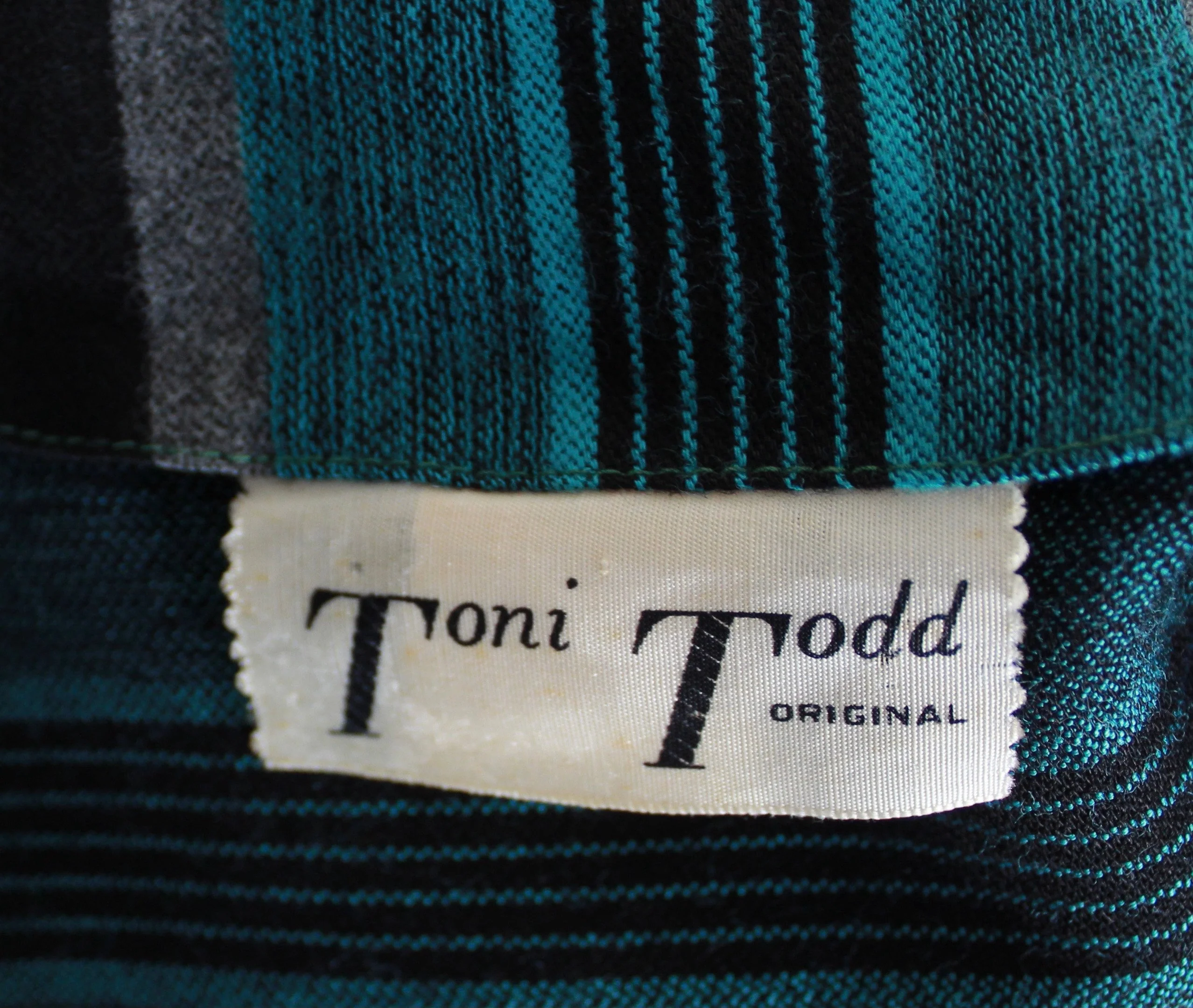50s Teal and Black Wiggle Dress with Matching Crop Jacket Size Large by Toni Todd - Image 10