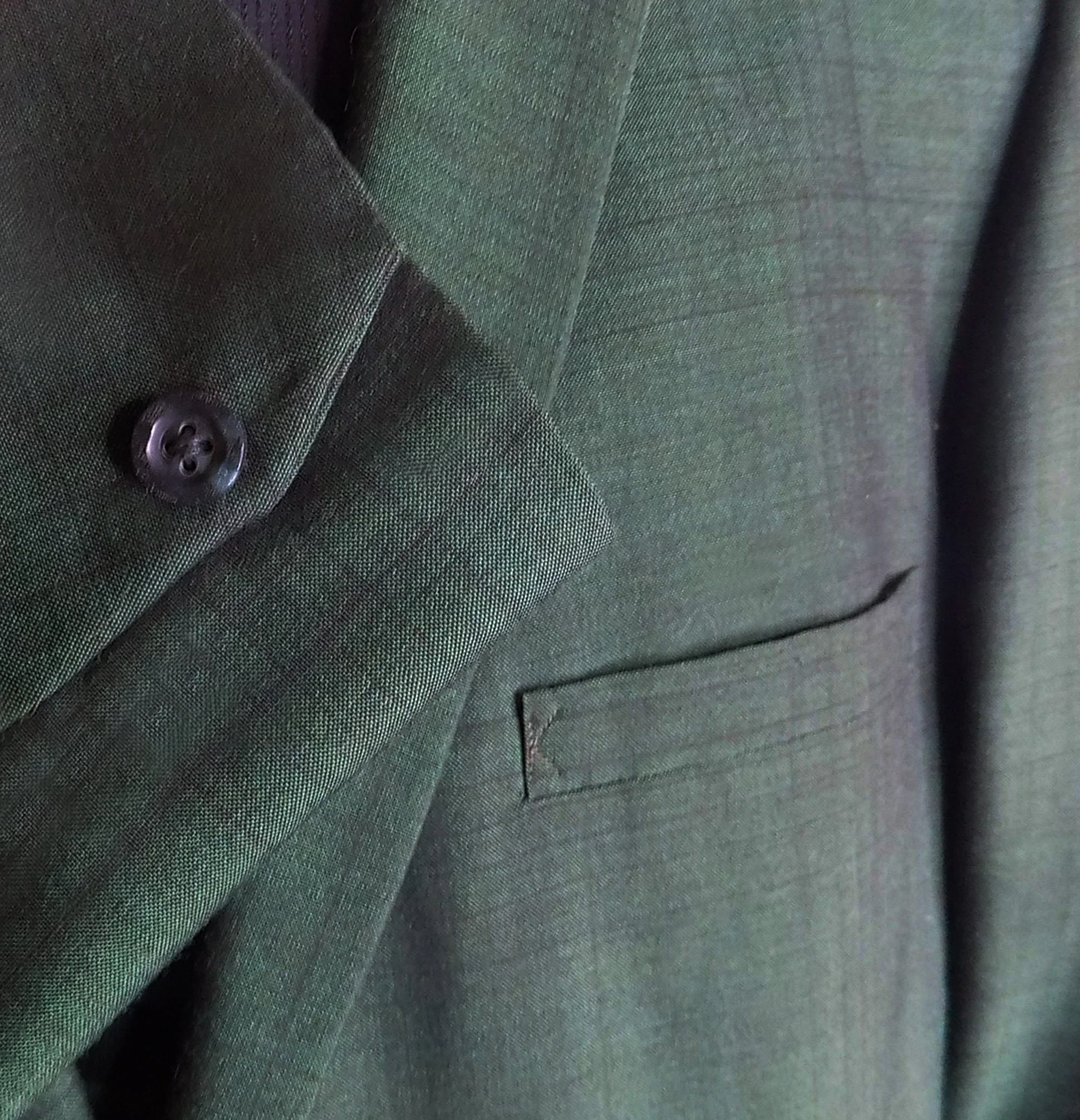 50s Thin Lapel Atomic Suit Jacket Dinner Jacket Suit Jacket Rockabilly Mad Men Dark Green with Black Plaid 42l Kuppenheimer - Image 4