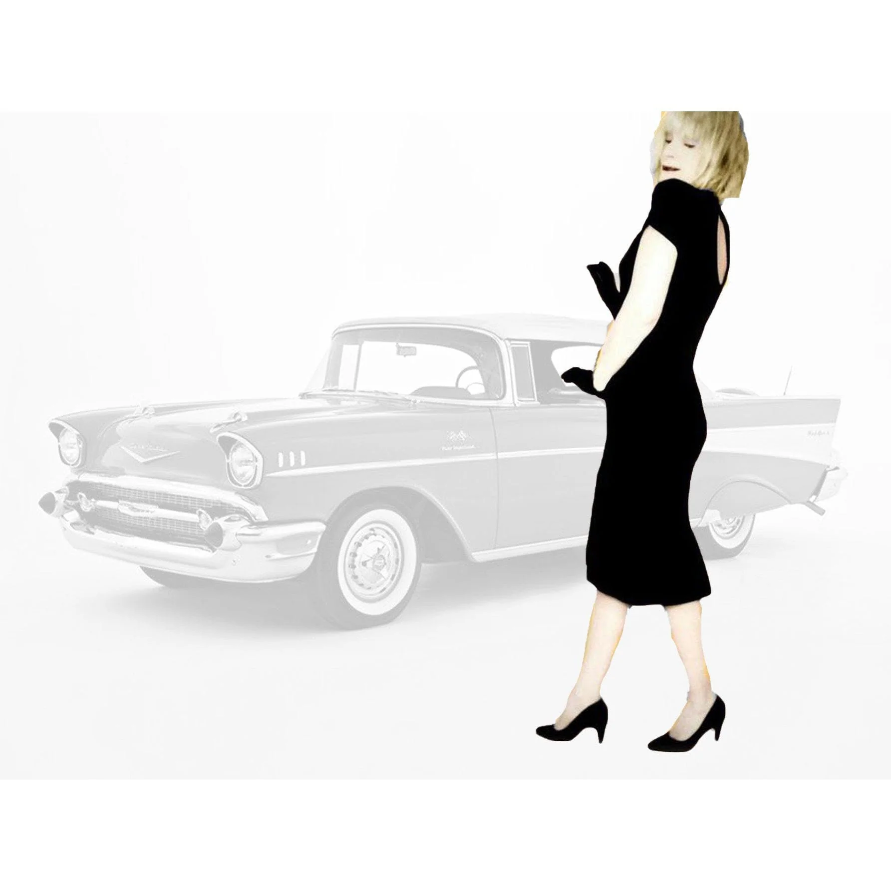 50s Tight Little Black Sheath Dress- Low Back Interest By Jerry Greenwald - Image 3