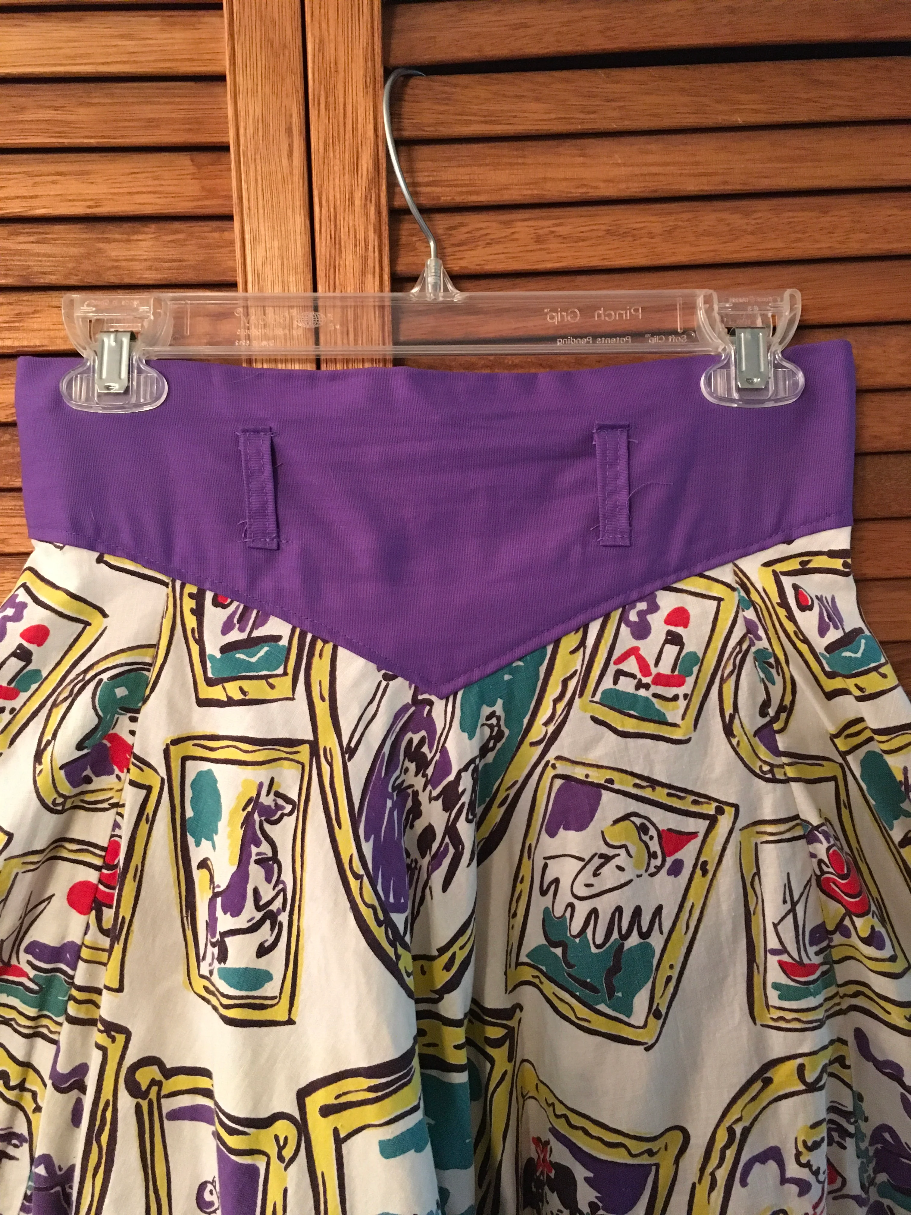 50s Vintage 50s Art Museum Novelty Print Skirt - Image 5