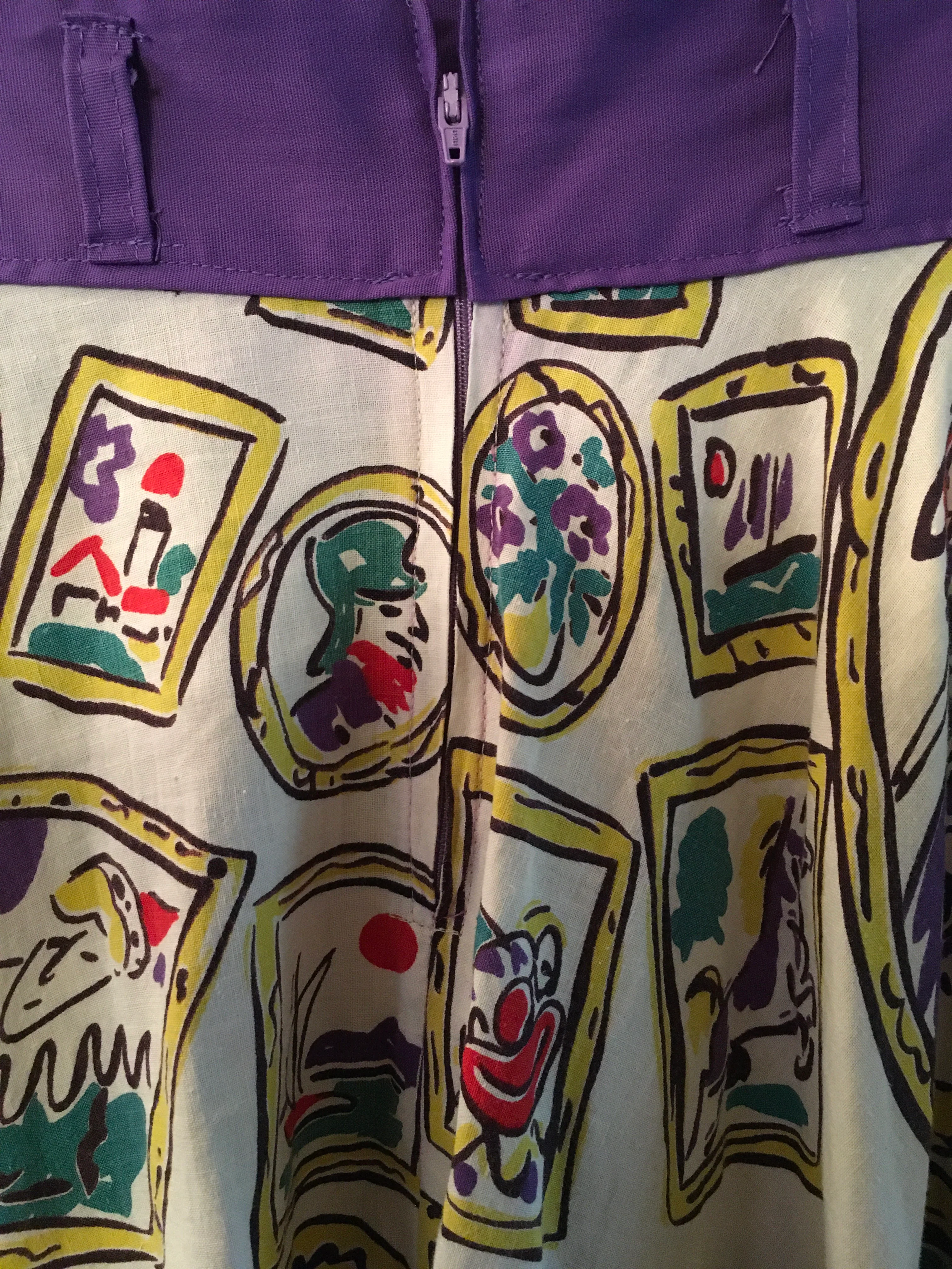 50s Vintage 50s Art Museum Novelty Print Skirt - Image 6