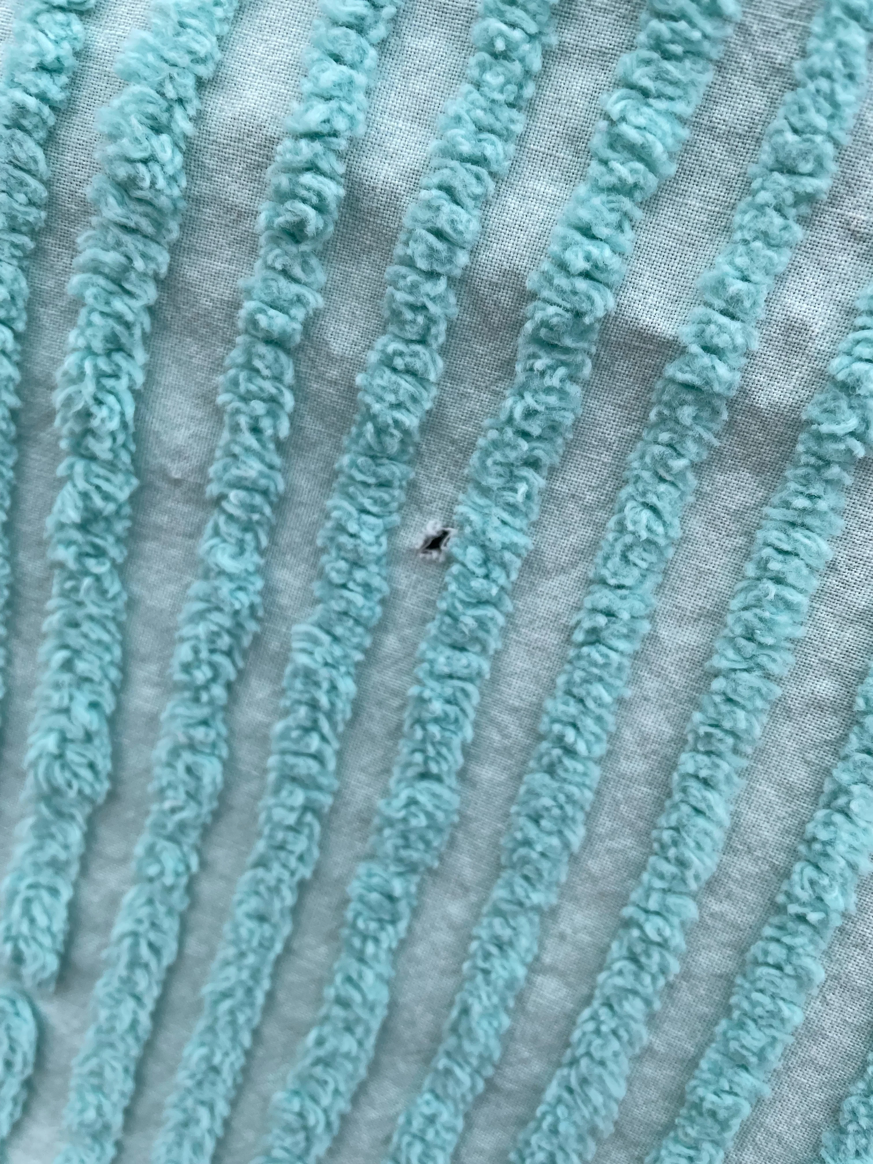 50s Vintage Aqua Blue/green Chenille Floral Bedspread - Image 16