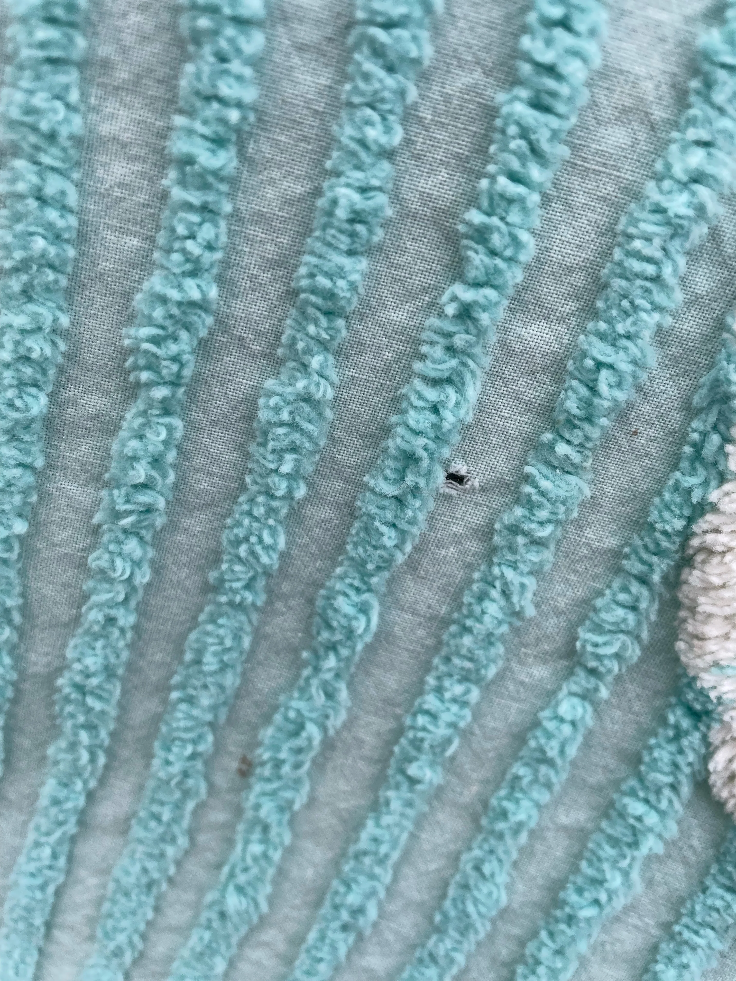 50s Vintage Aqua Blue/green Chenille Floral Bedspread - Image 17