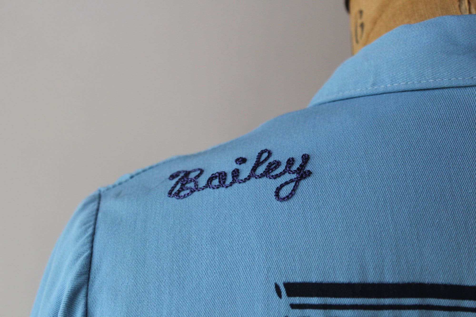50s Vintage Blue Rayon Nat Nast Chain Stitched Women's Bowling Shirt by A Nat Nast Creation, - Image 3