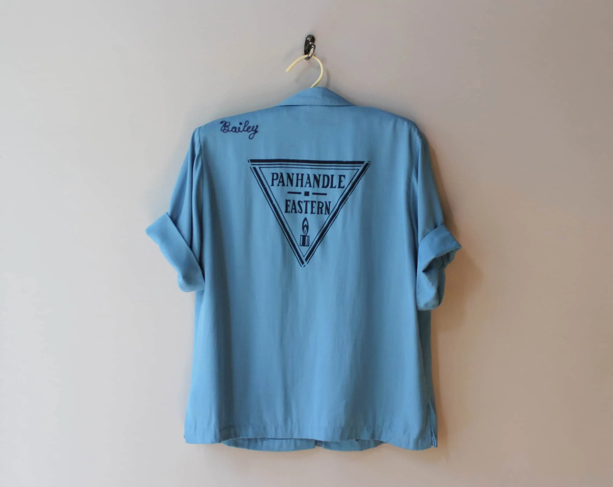 50s Vintage Blue Rayon Nat Nast Chain Stitched Women's Bowling Shirt by A Nat Nast Creation, - Image 5