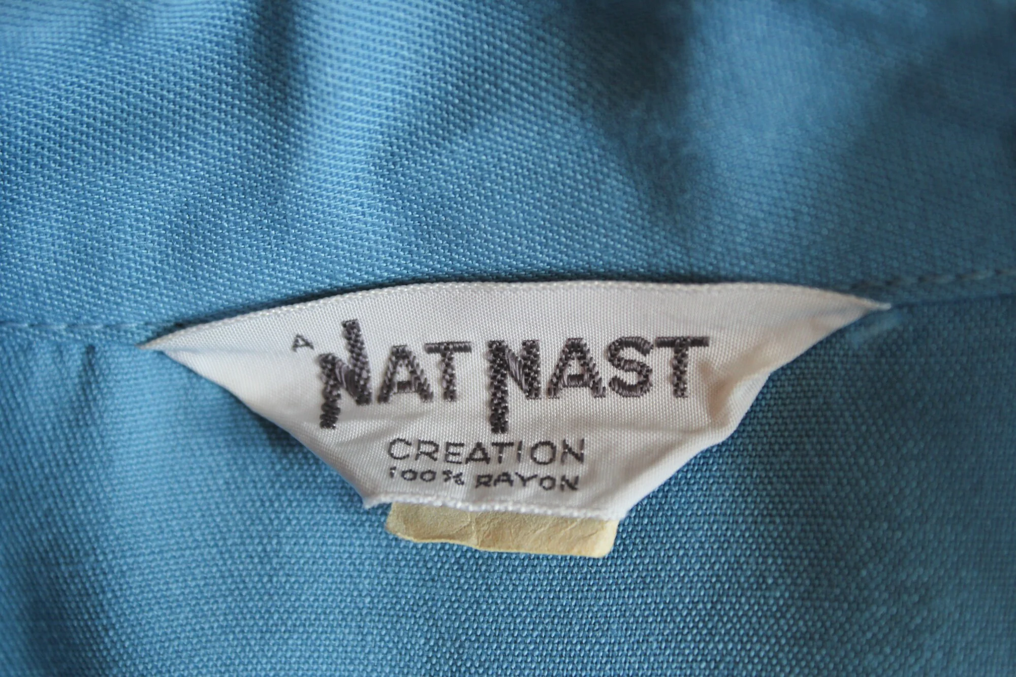 50s Vintage Blue Rayon Nat Nast Chain Stitched Women's Bowling Shirt by A Nat Nast Creation, - Image 7