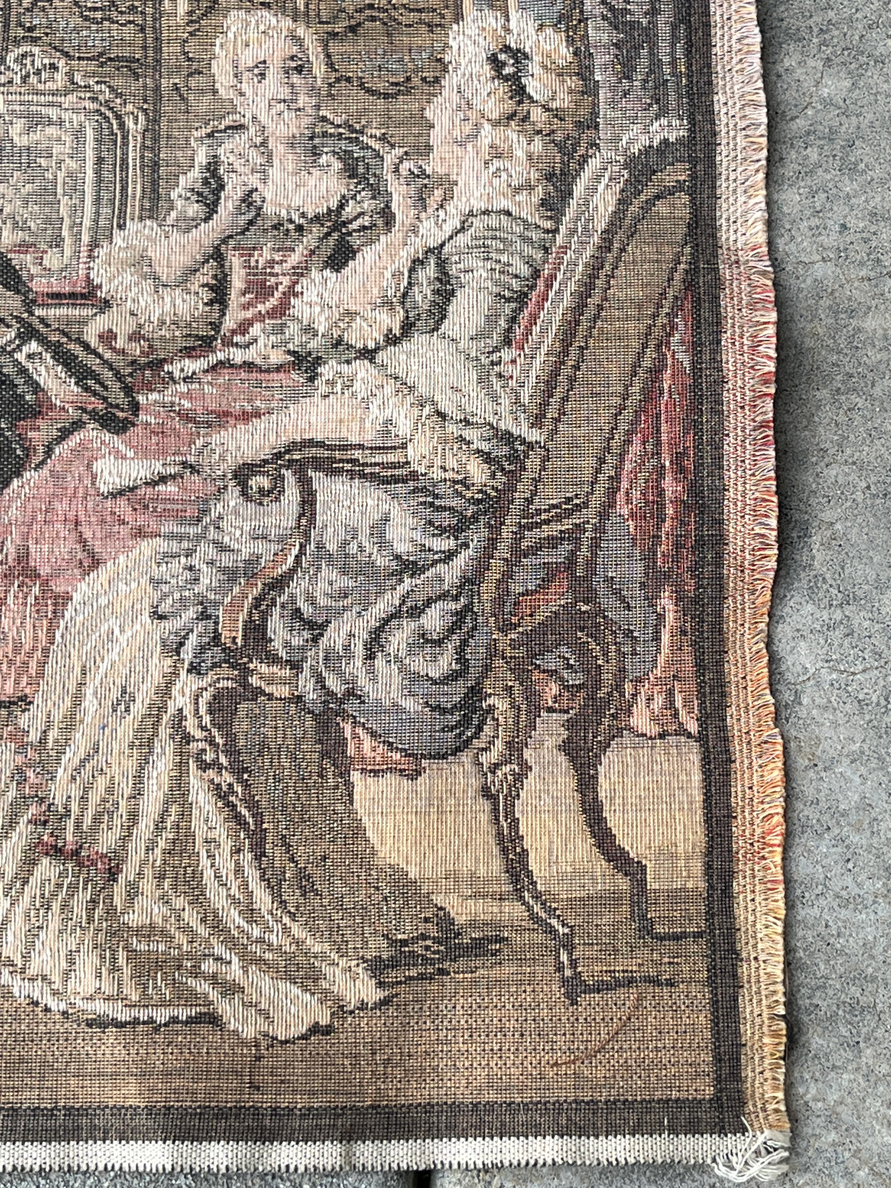 50s Vintage French Louis Xv Court Scene Tapestry By Made In Beglium - Image 3