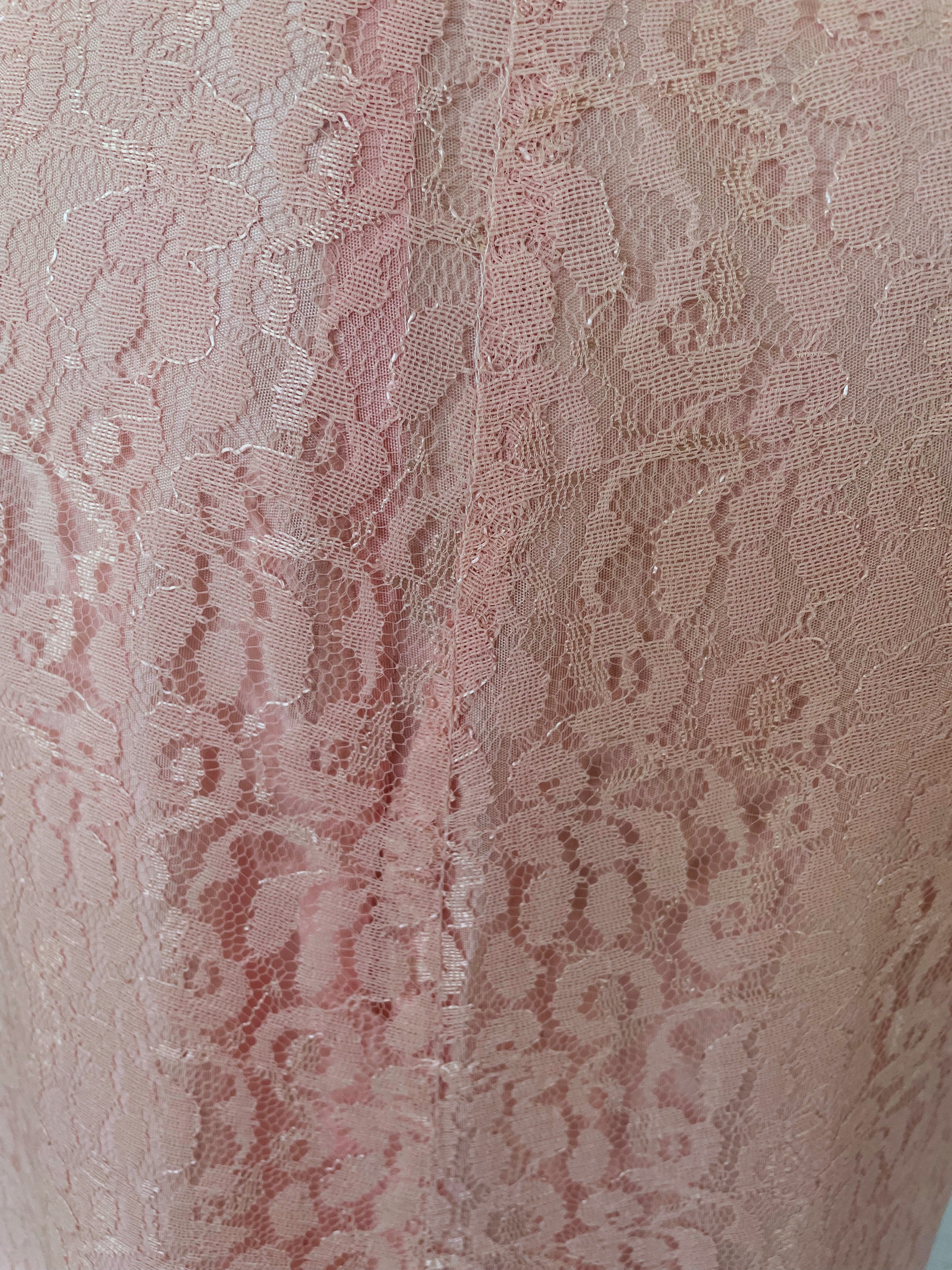 50s Vintage Pink Floral Lace Bed Jacket Robe - Image 16