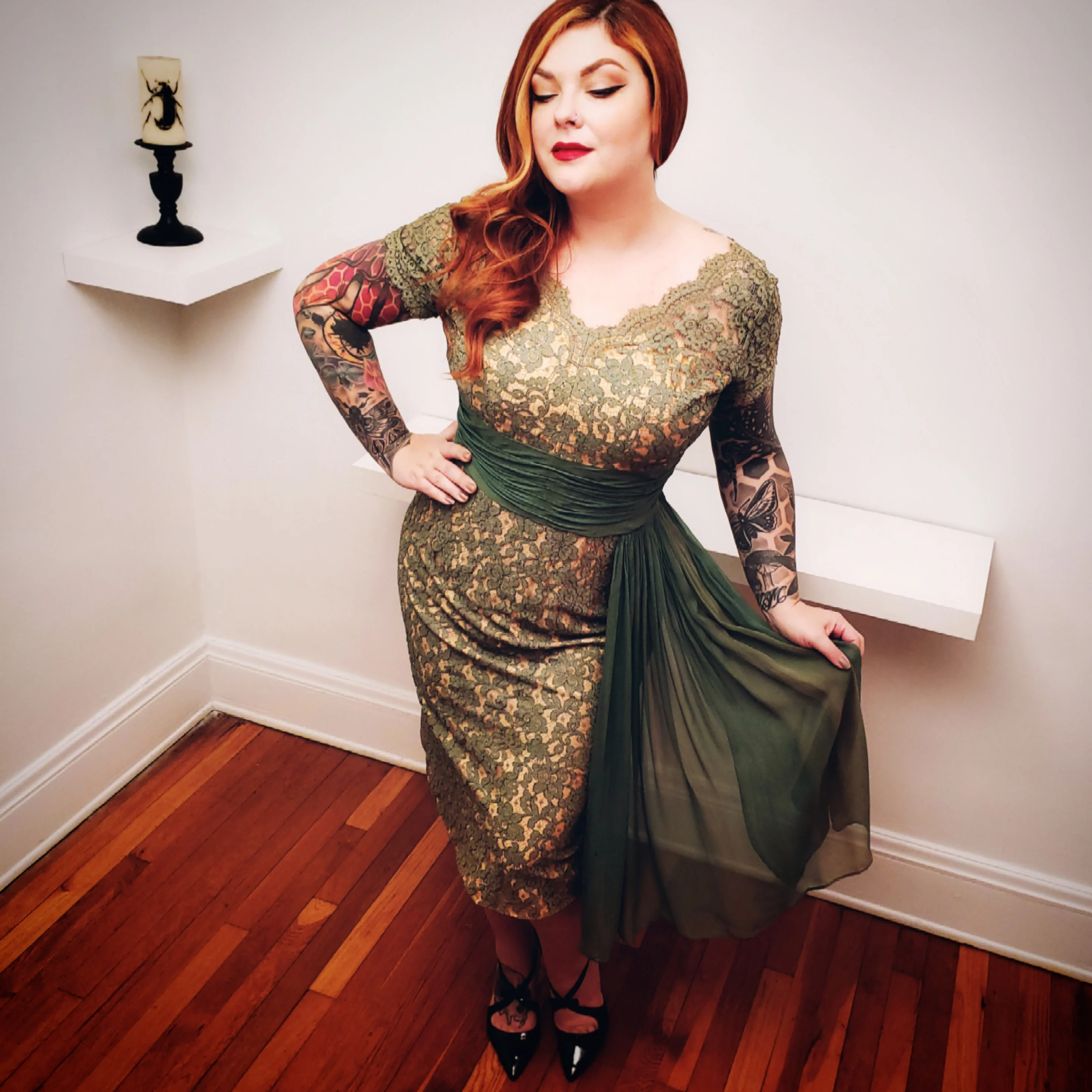 50s Volup Lace Wiggle Dress By A Norman Original - Image 3