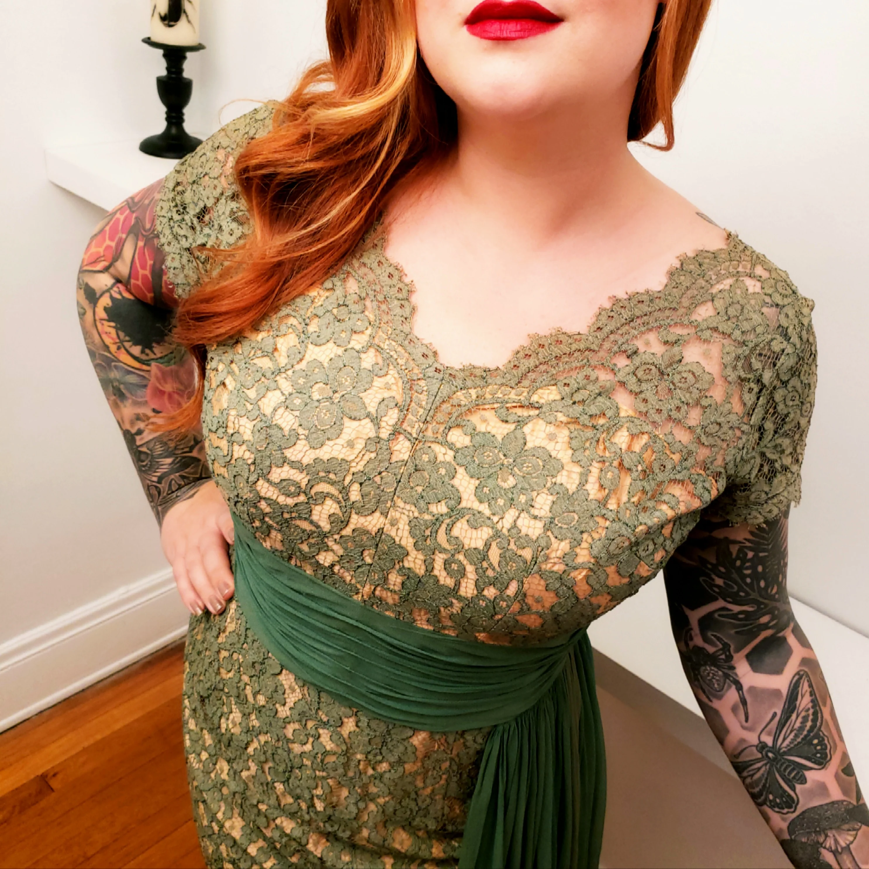 50s Volup Lace Wiggle Dress By A Norman Original - Image 5