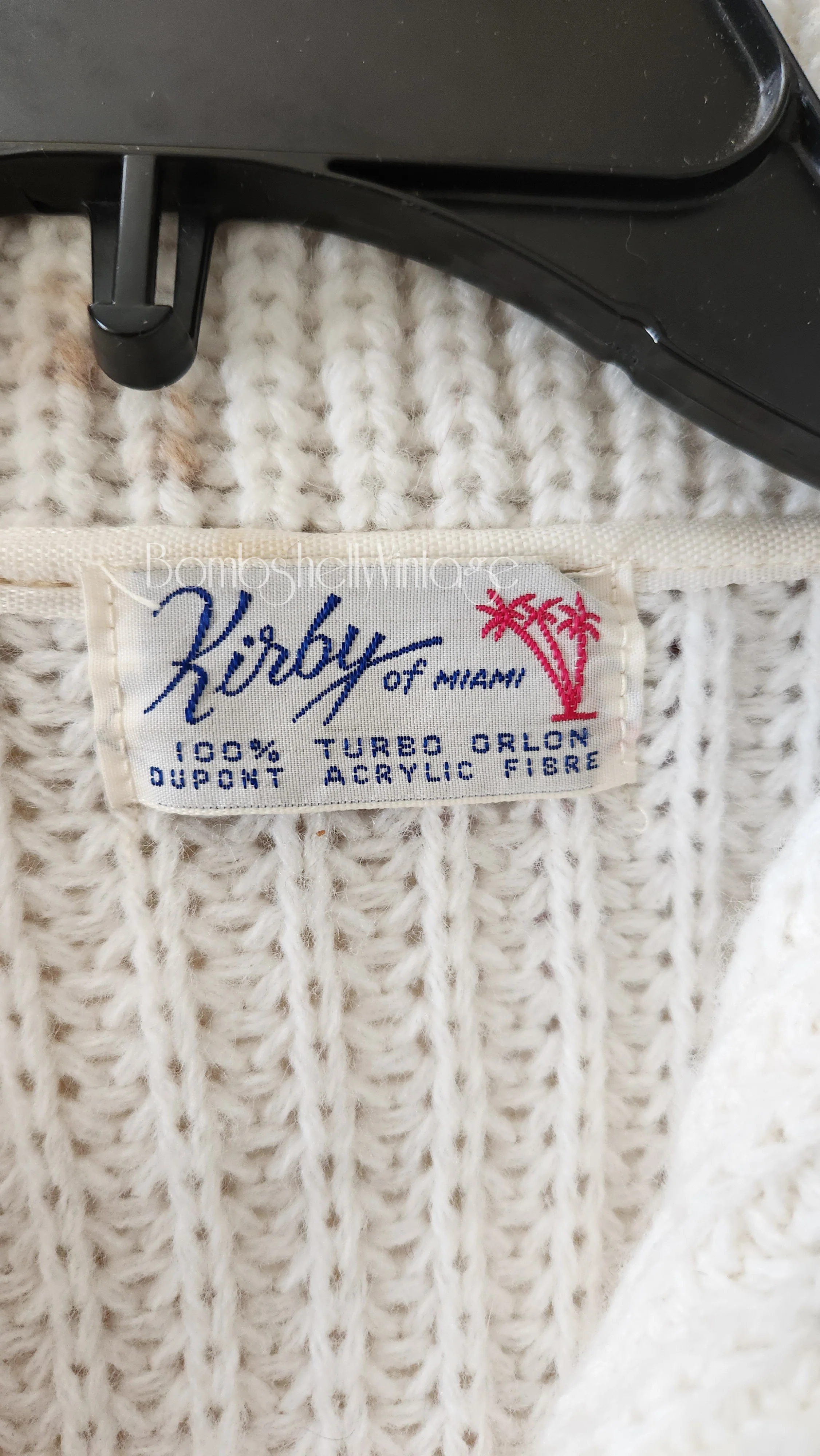 50s White Lace Trim With Rhinestones Cardigan Sweater By Kirby of Miami - Image 7