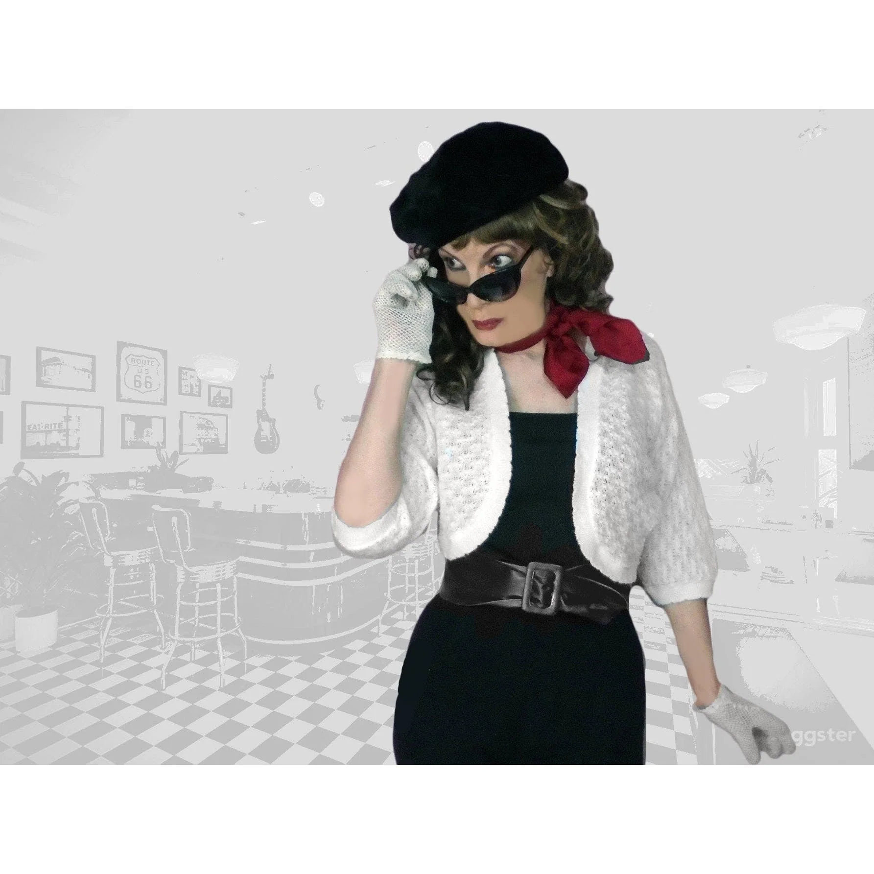 50s White Shrug Sweater Cropped Pointelle Knit - Image 3