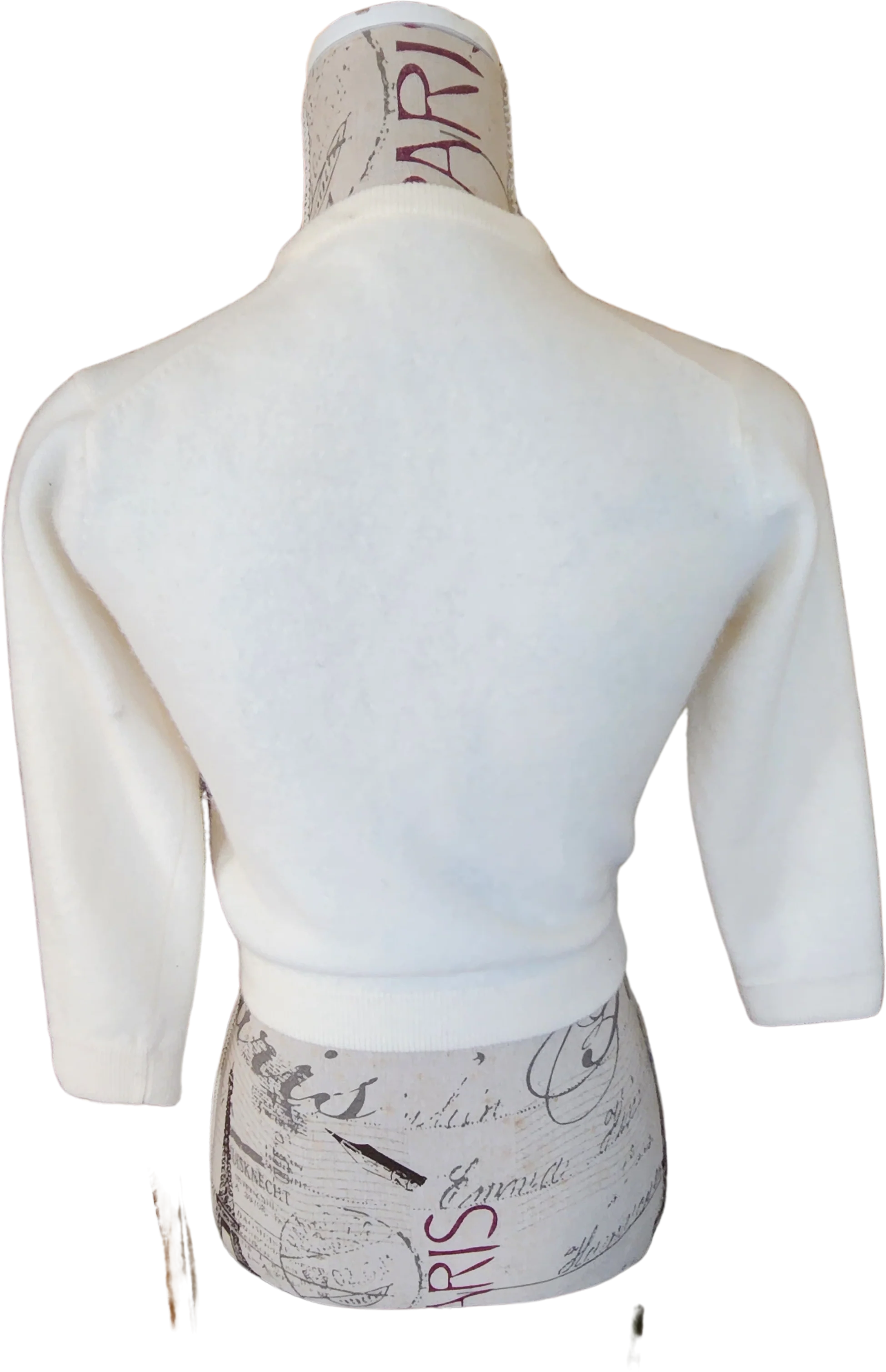 50s White Wool Cardigan With Pastel Beading - Image 2