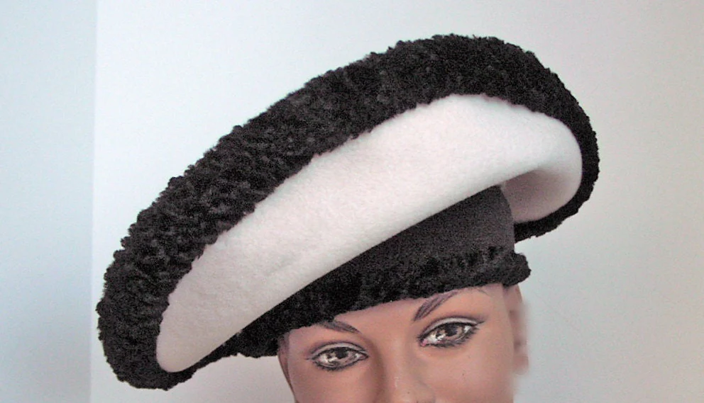 50s Winter Atomic Platter Black and White Wool Hat - Image 5