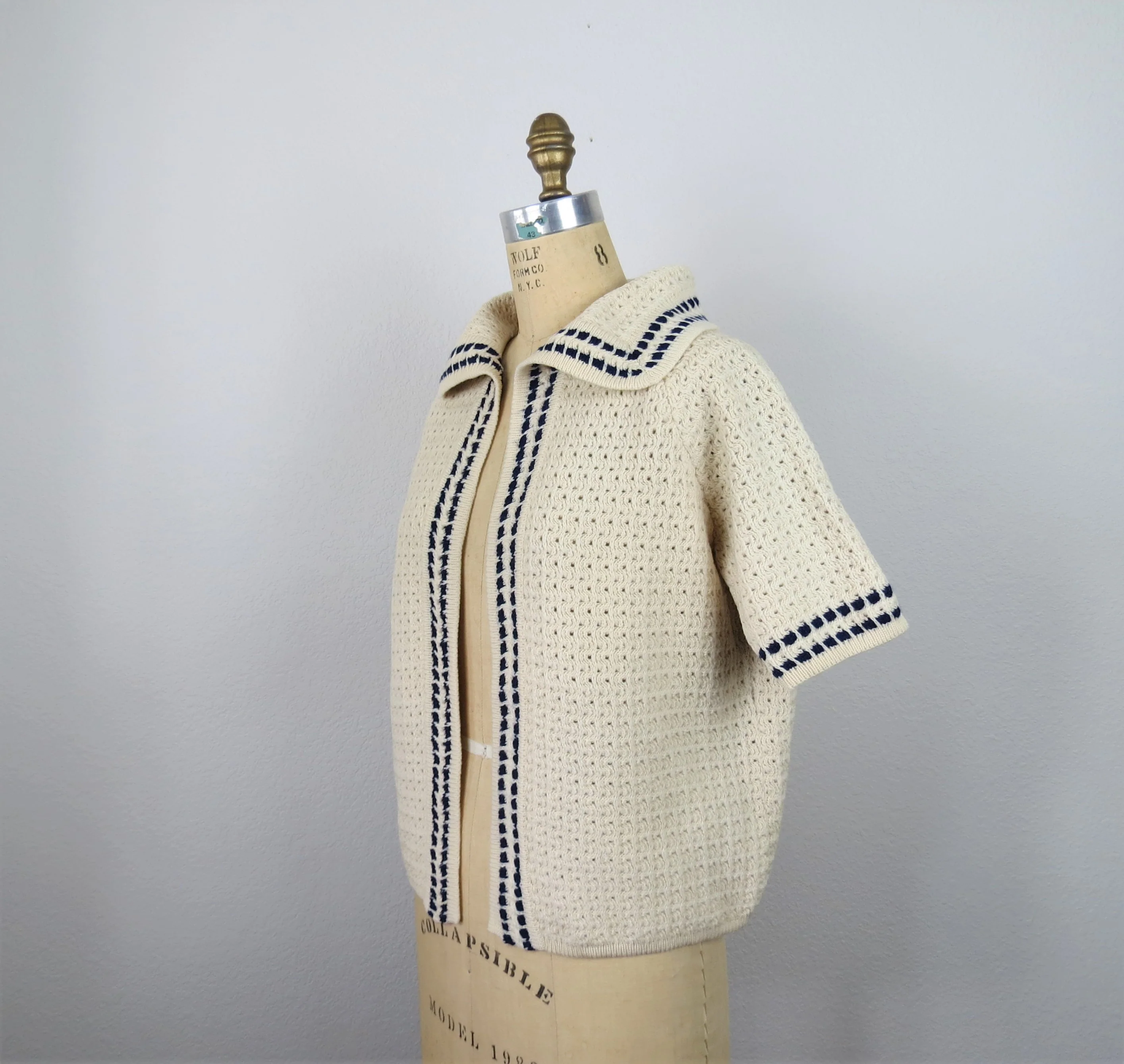 50s Wool Cardigan Sweater Shawl Collar Academia By Mirsa for Mallory - Image 4