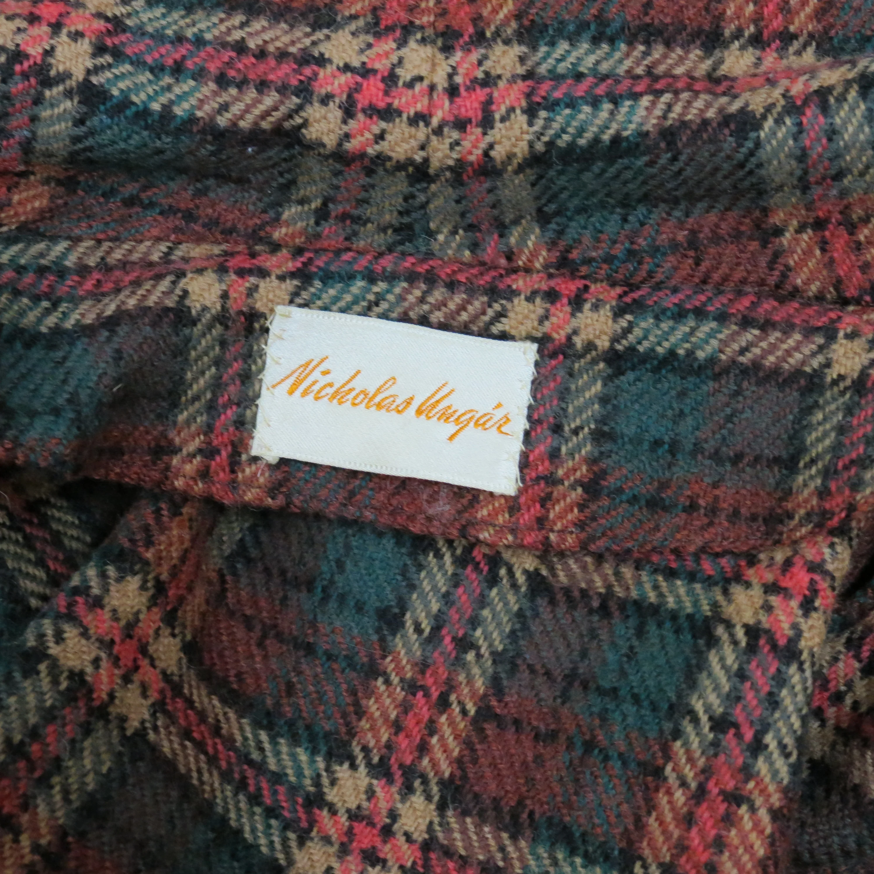 50s Wool Plaid Shirt Dress Shirtwaist Wiggle Pencil By Nicholas Ungar - Image 6