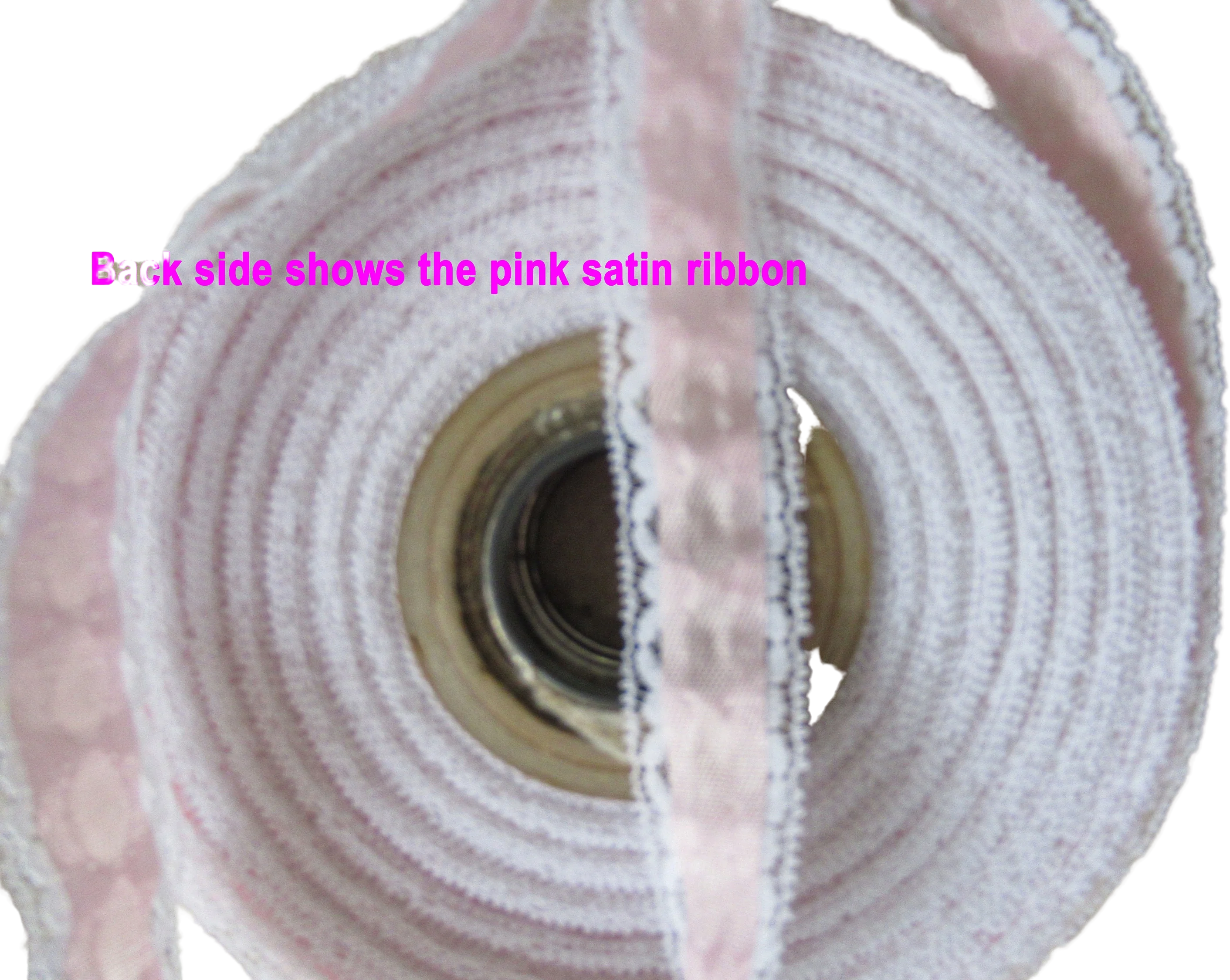 6 Yard Piece Satin Ribbon 1/2 Inch Wide Sheer White / Pink Sheer Lace Continuous Piece Feminine Lovely for Trims Dresses Crafts Vtg - Image 2