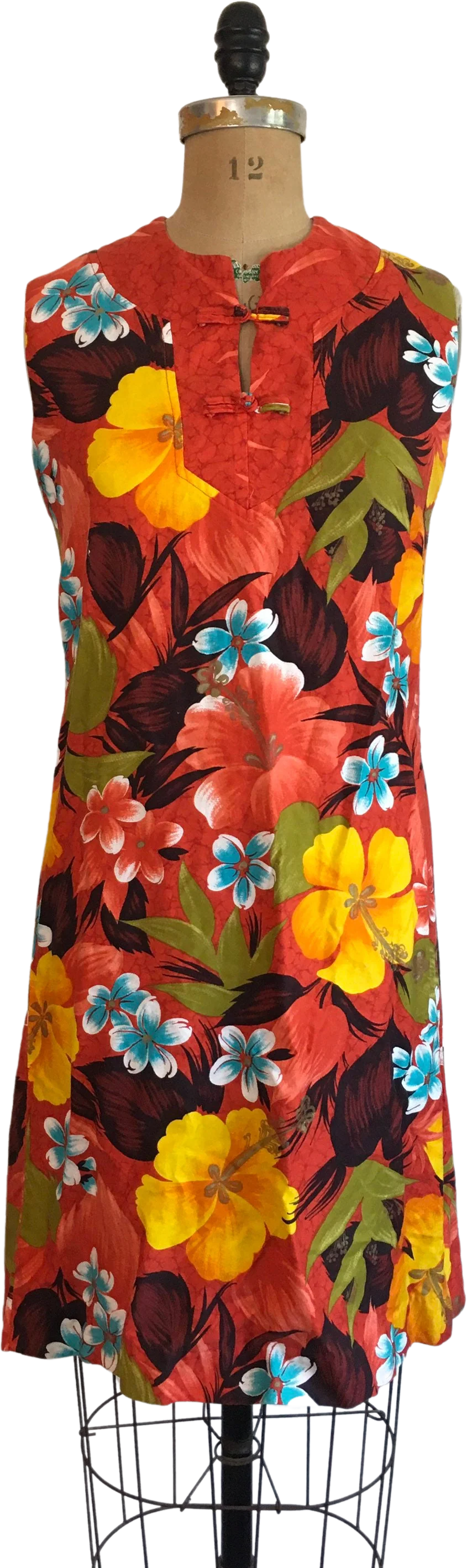 60’s Hibiscus Floral Print Shift Dress by Sears Hawaiian Fashions