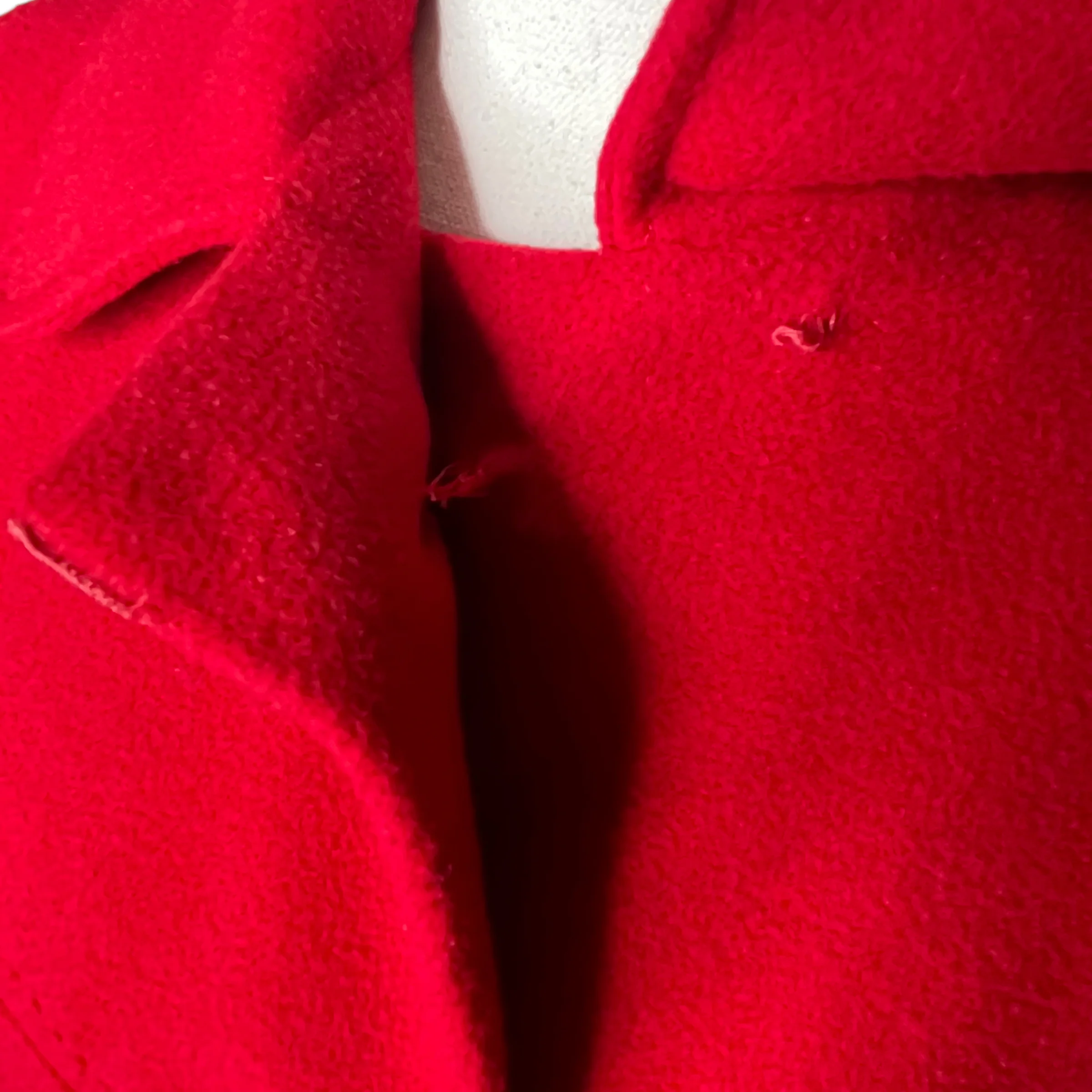 60s 100% Luxurious Cashmere Long Red Coat L Bust 44" By Vf - Image 6