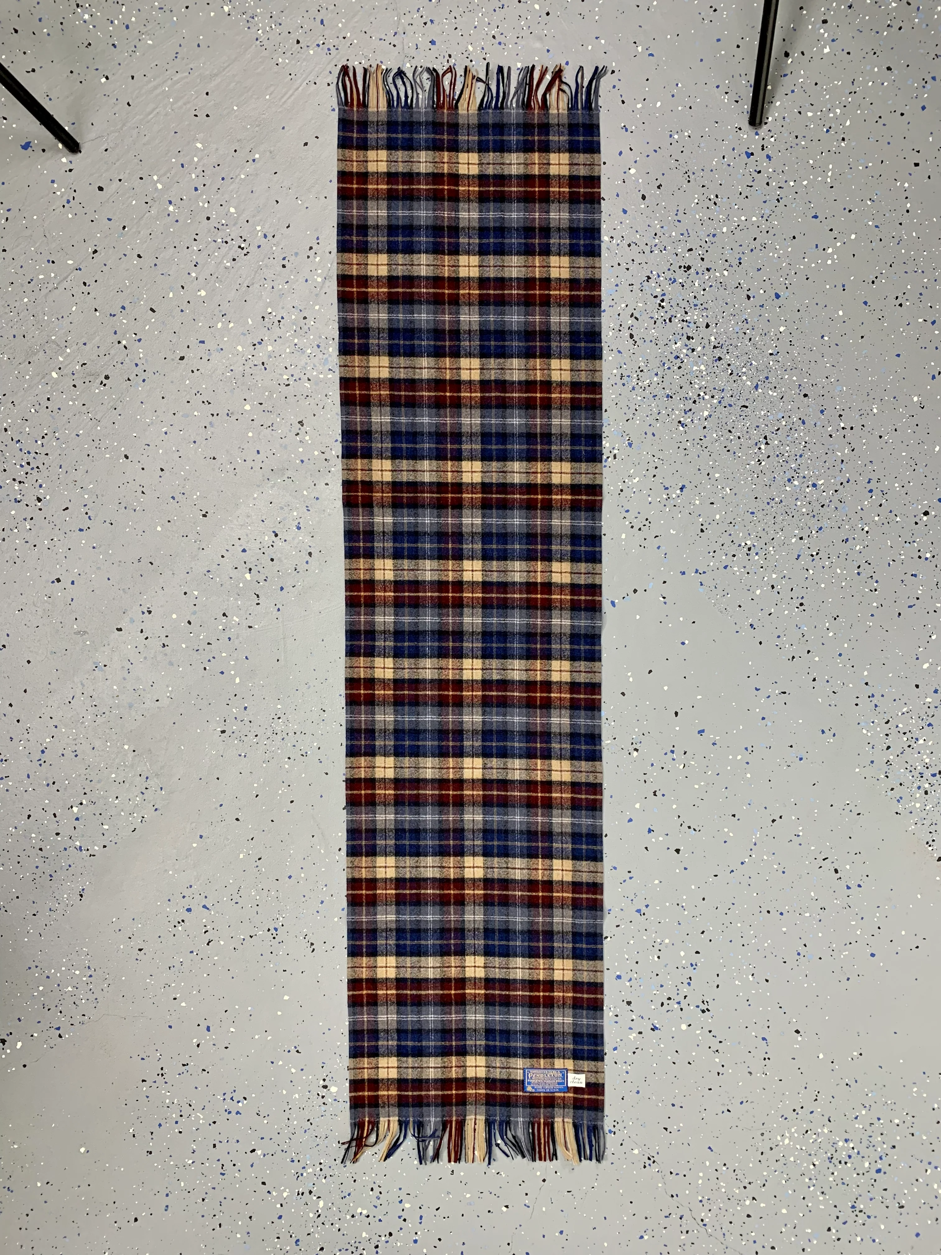 60s 100% Virgin Wool Plaid Neck Scarf Muffler With Box By Pendleton - Image 9