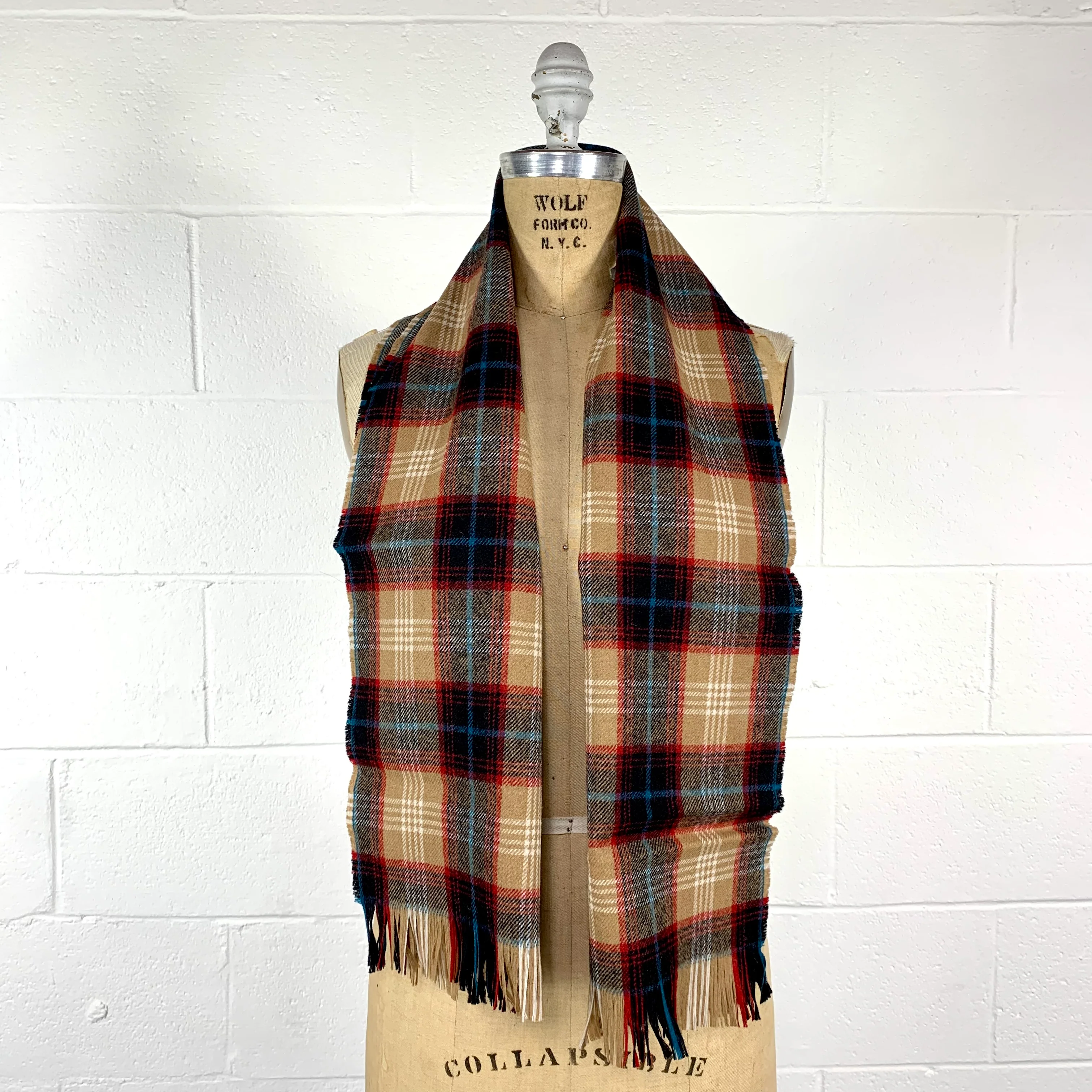60s 100% Virgin Wool Plaid Neck Scarf Muffler With Box By Pendleton - Image 12