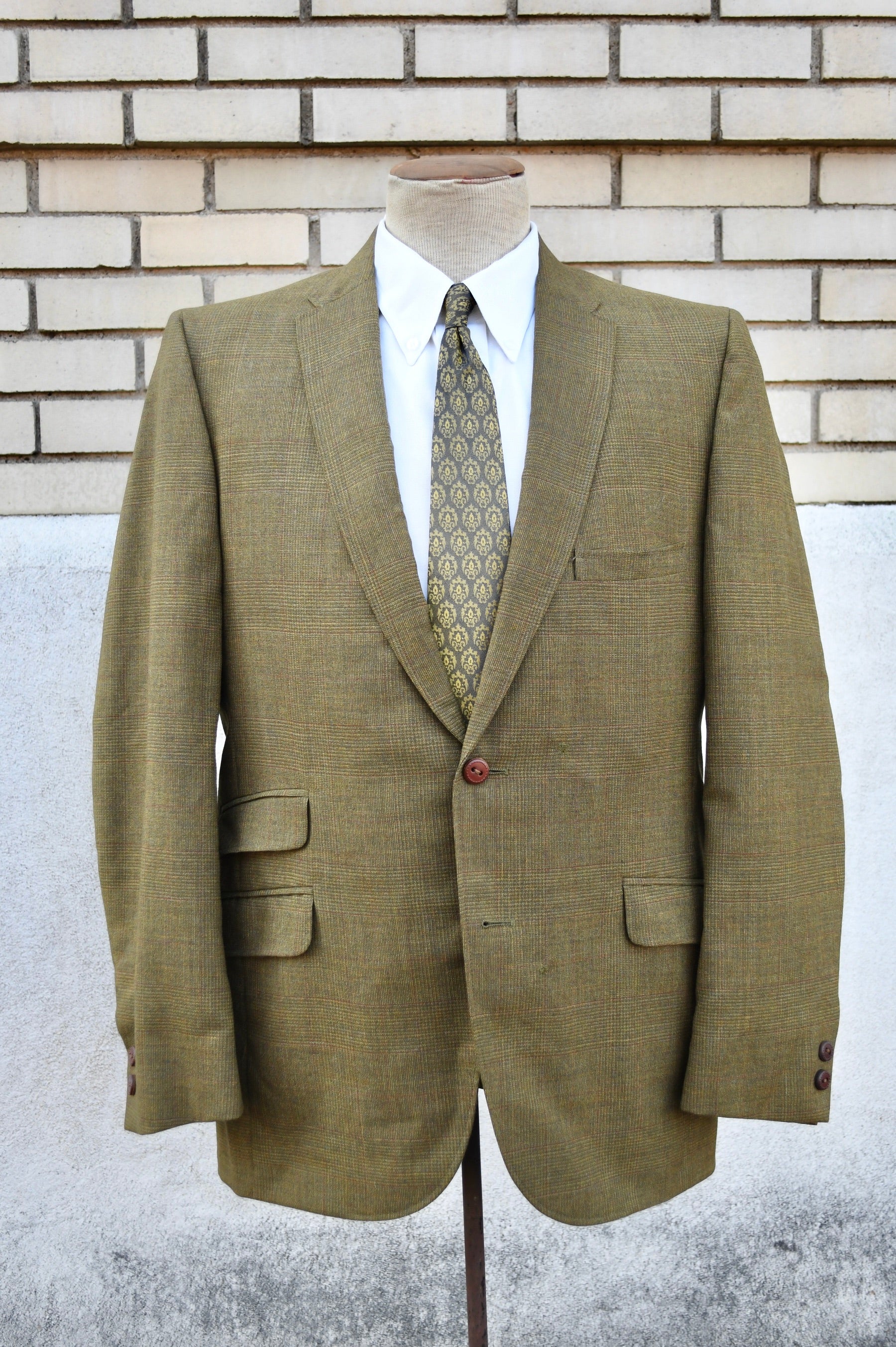 60s 40r Green Brown Plaid Single Breasted Mod Suit By Tempo - Image 3