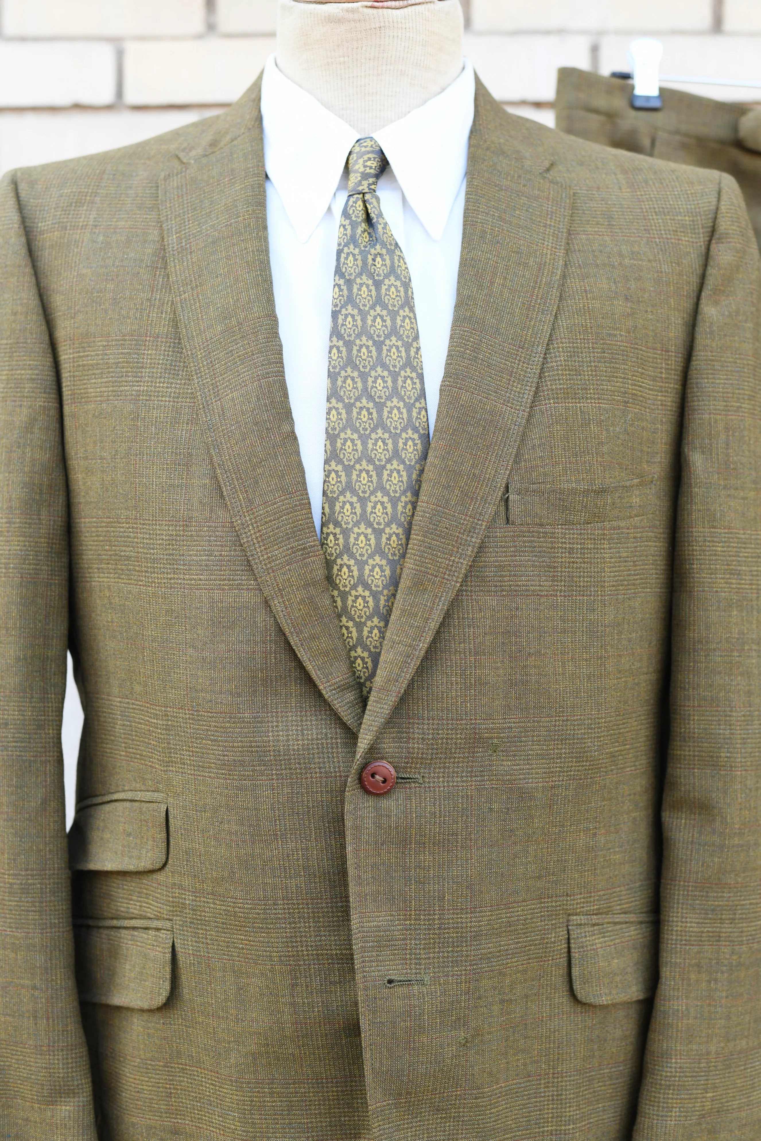 60s 40r Green Brown Plaid Single Breasted Mod Suit By Tempo - Image 4