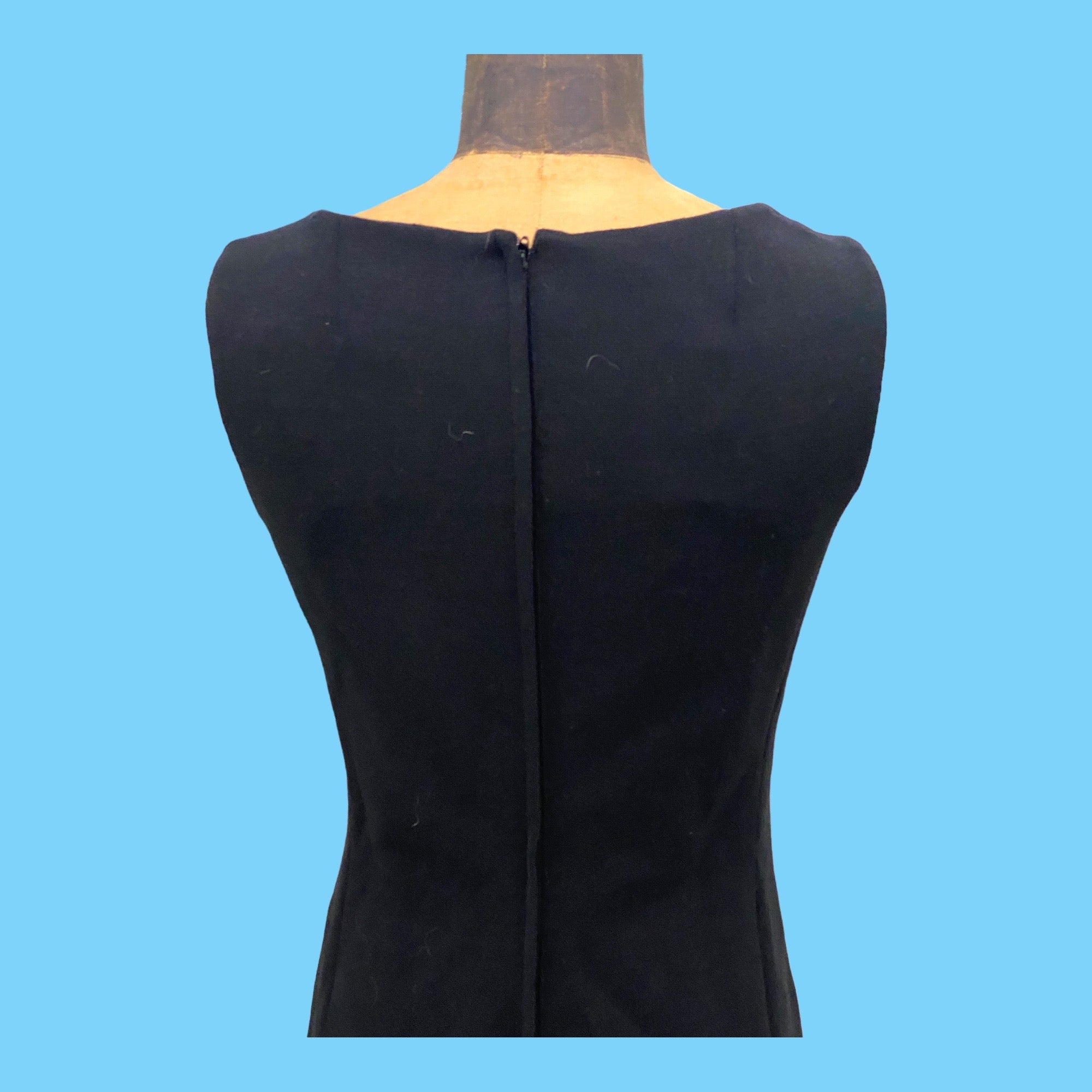 60s 60s Accentique Black Wool Knee Length Dress By Accentique - Image 8