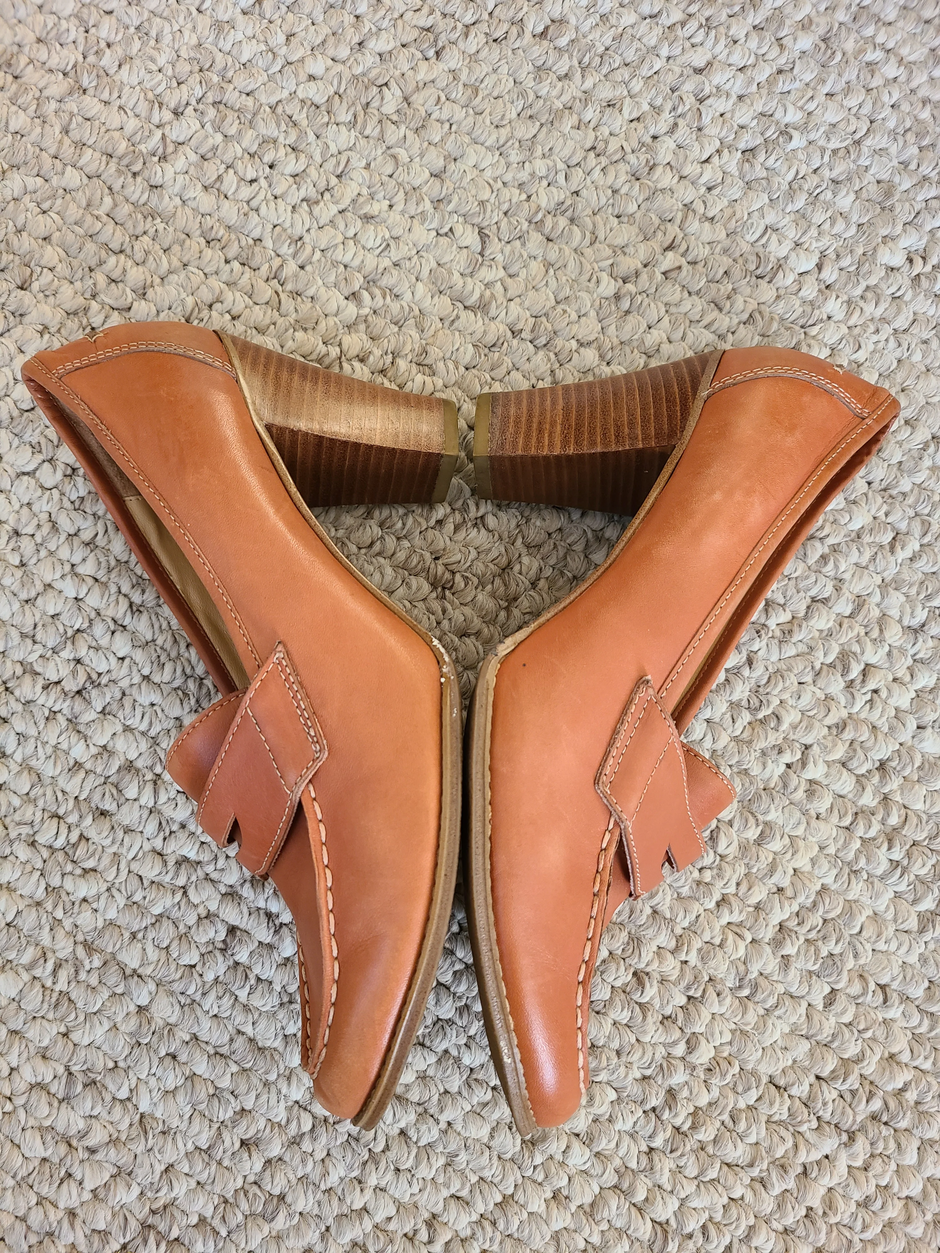 60s/70s 11w New Leather Pumps Heeled Loafers Gum Shoe By Cloudwalkers - Image 6
